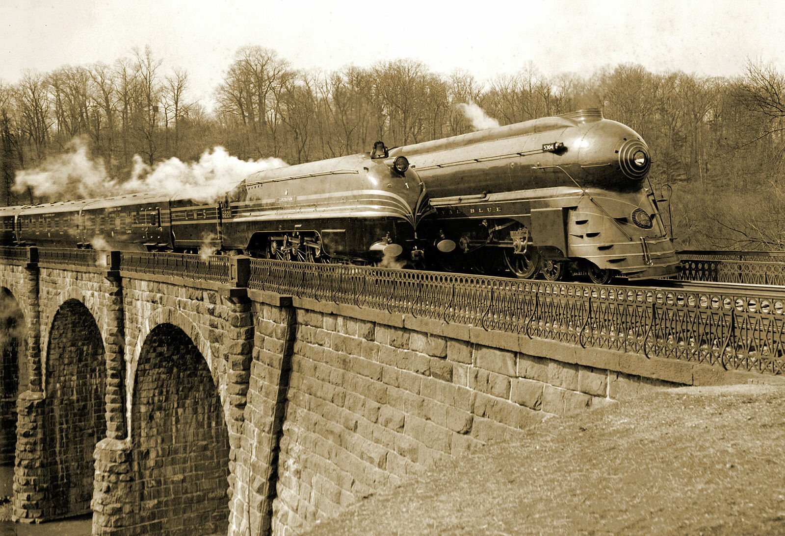 1939 Streamlined Trains on Viaduct Bridge Vintage Old Photo 8.5 1939 Streamlined Trains on Viaduct Bridge Vintage Old Photo 8.5