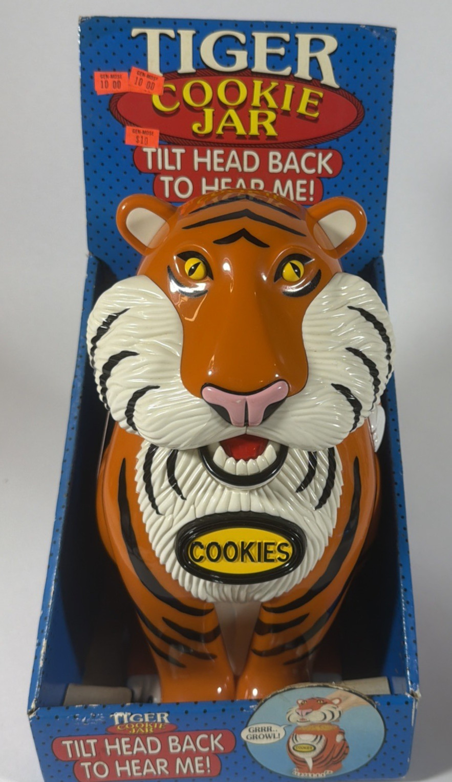 Vintage 1999 Fun-Damental Too Tiger Cookie Jar Roaring Talking Lion NIB Works