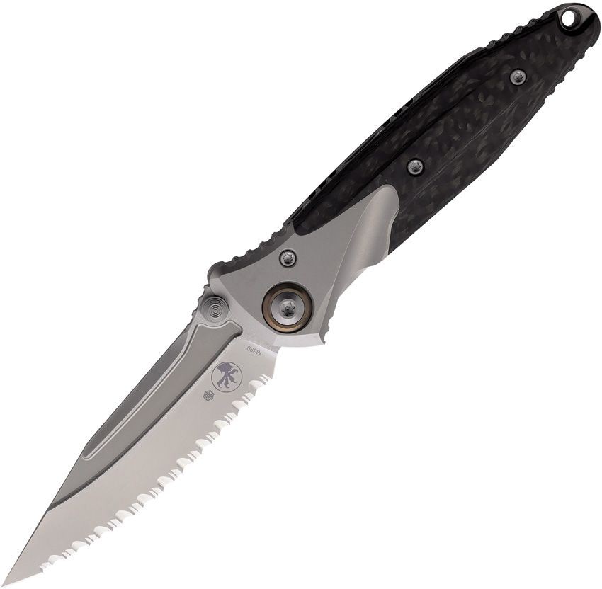 Microtech Socom Bravo Mini 260M-9 Titanium CF Serrated M390 Folding Pocket Knife Microtech Socom Bravo Mini 260M-9 Titanium CF Serrated M390 Folding Pocket Knife