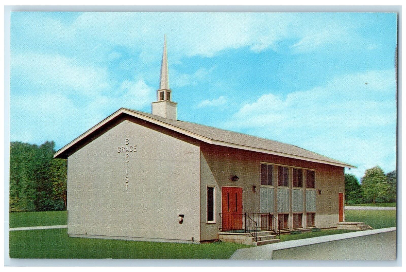 c1950's Grace Baptist Church Building Entrance Mission South Dakota SD Postcard