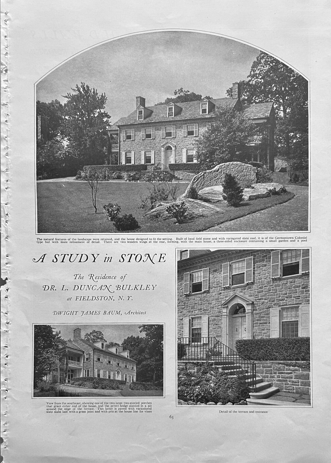 Dr. L. Duncan Bulkley Home 1923 Fieldstone NY Dwight James Baum Architect Dr. L. Duncan Bulkley Home 1923 Fieldstone NY Dwight James Baum Architect