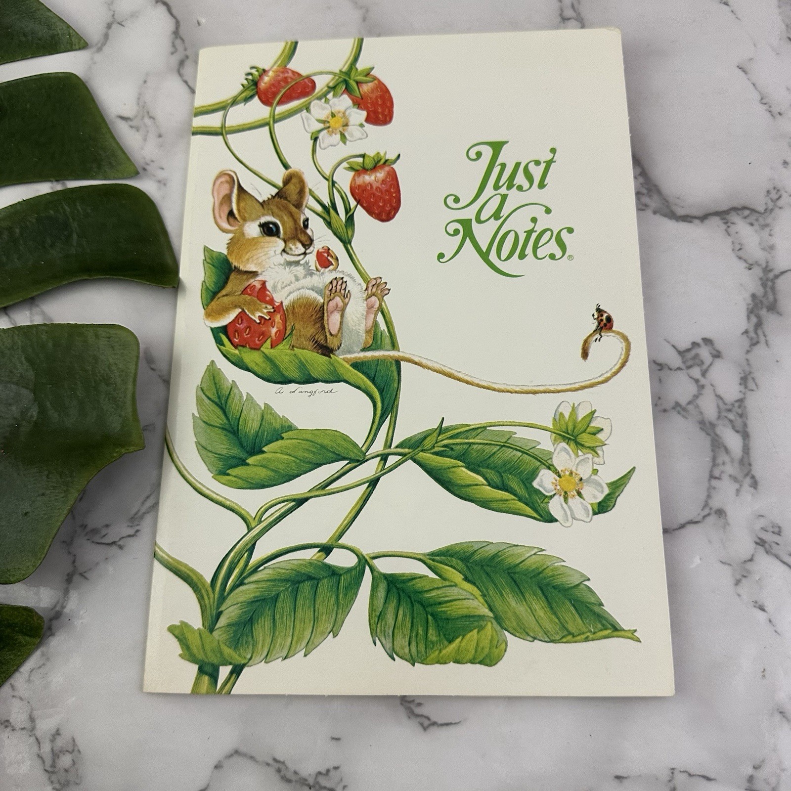 Current Vintage 80s Just A Notes Blank Note Card Set Mouse Strawberry Stationery