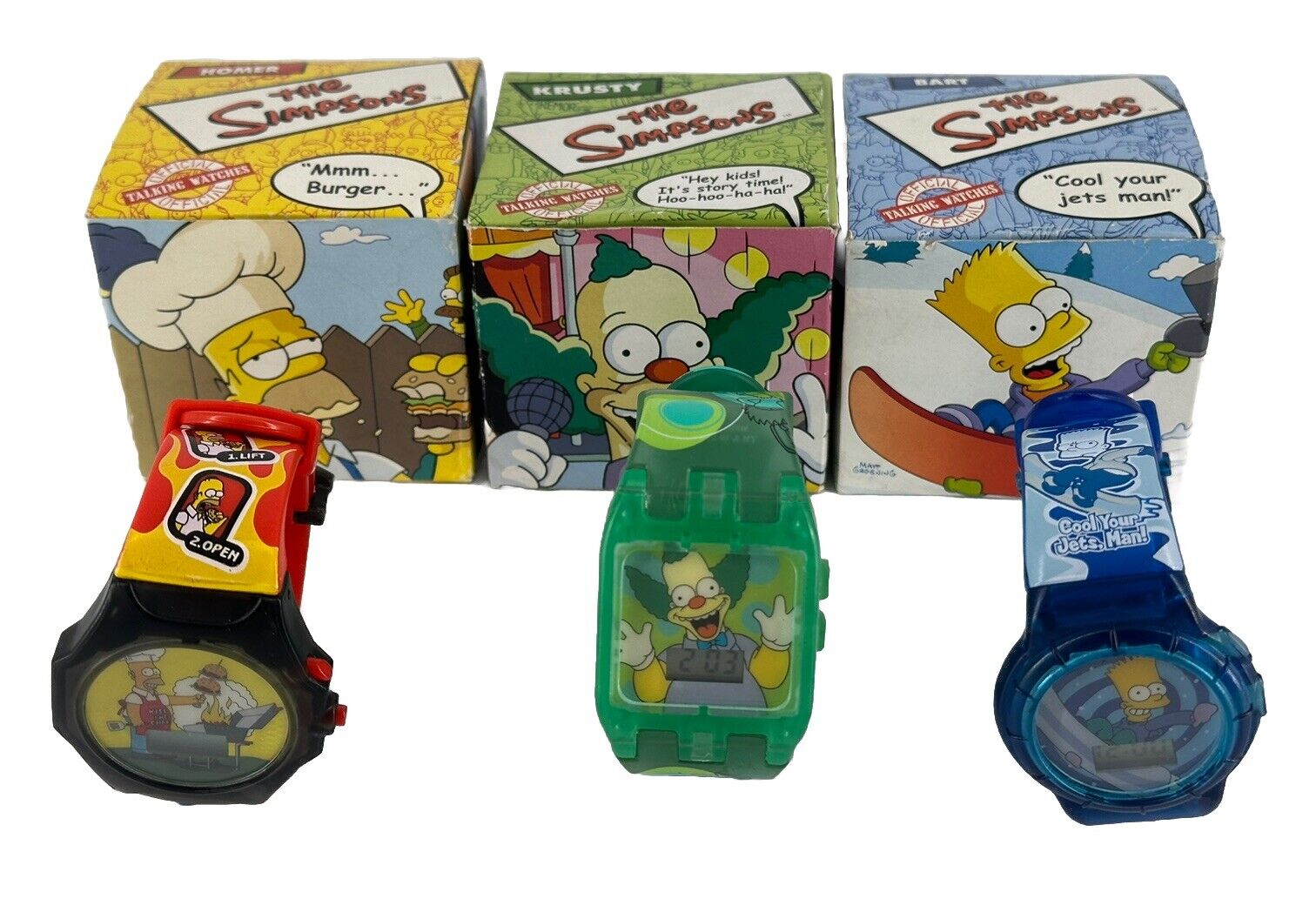 The Simpsons - talking watches 2002 SET OF 3 - Burger King collectible NEW