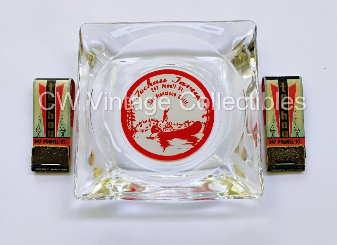 Rare ca 1940s Techau Tavern Cafe Ashtray & Matches Indian Brave San Francisco CA Rare ca 1940s Techau Tavern Cafe Ashtray & Matches Indian Brave San Francisco CA