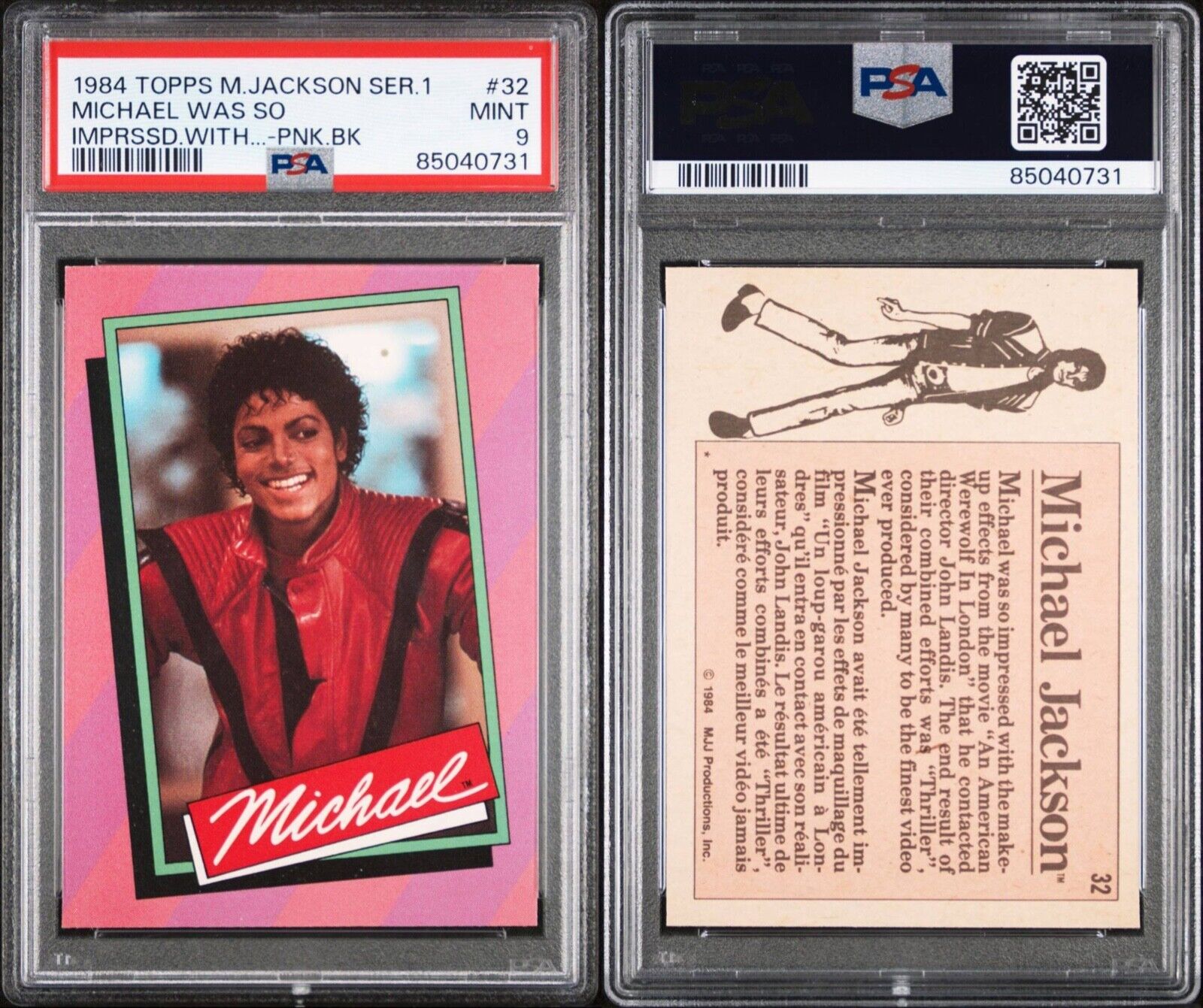1984 Topps Michael Jackson #32 PINK Back PSA 9 Mint