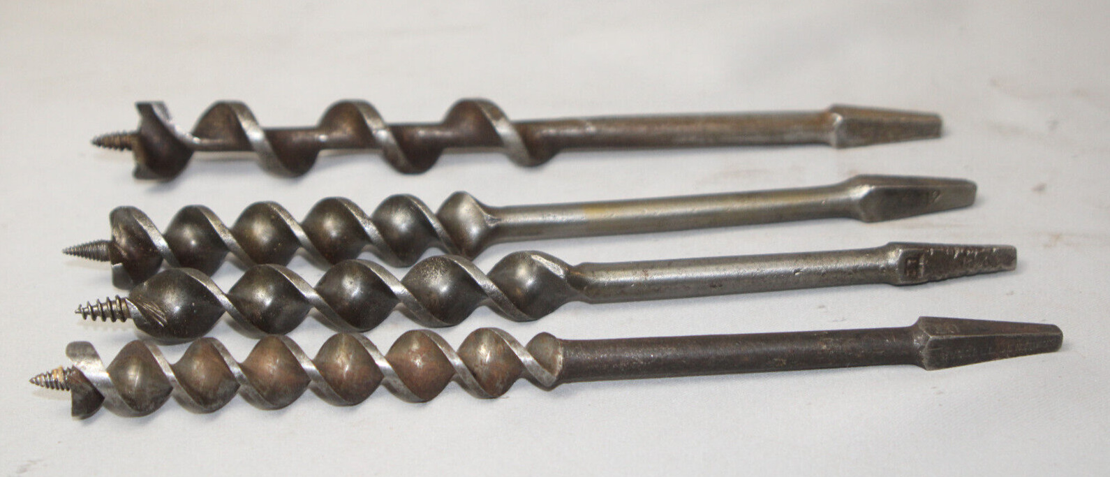 Lot of 4 Four Vintage Assorted Mfg & Sizes Woodworking Drill Bits USA  Inv#ST22