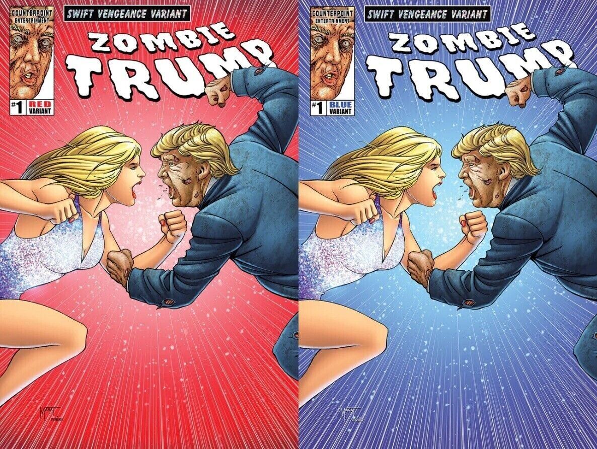 ZOMBIE TRUMP SWIFT VENGEANCE VARIANT RED/BLUE COVER SET NM.
