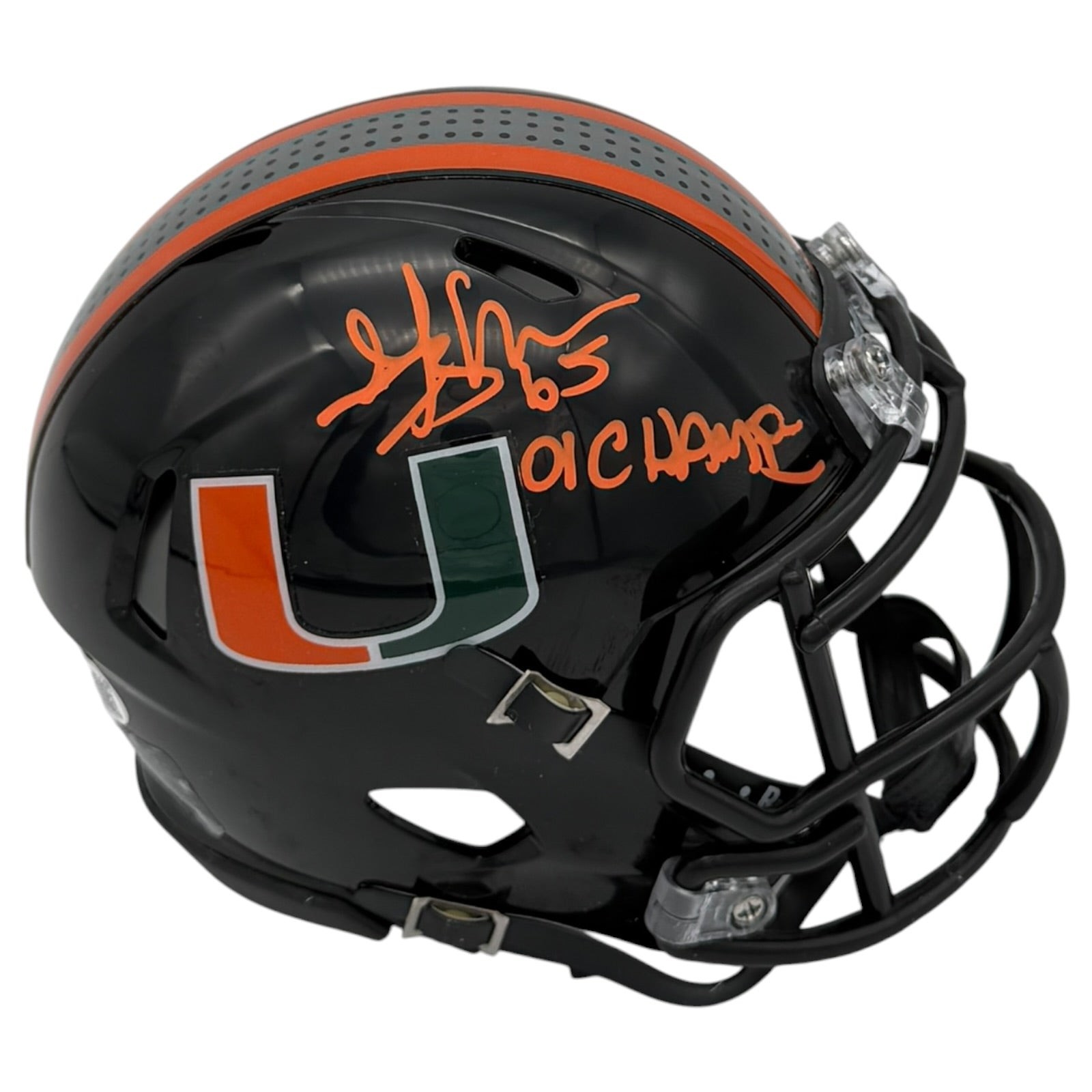 Martin Bibla Autographed Miami Hurricanes (Black Nights Gloss) Mini Helmet w/ \ Martin Bibla Autographed Miami Hurricanes (Black Nights Gloss) Mini Helmet w/ \