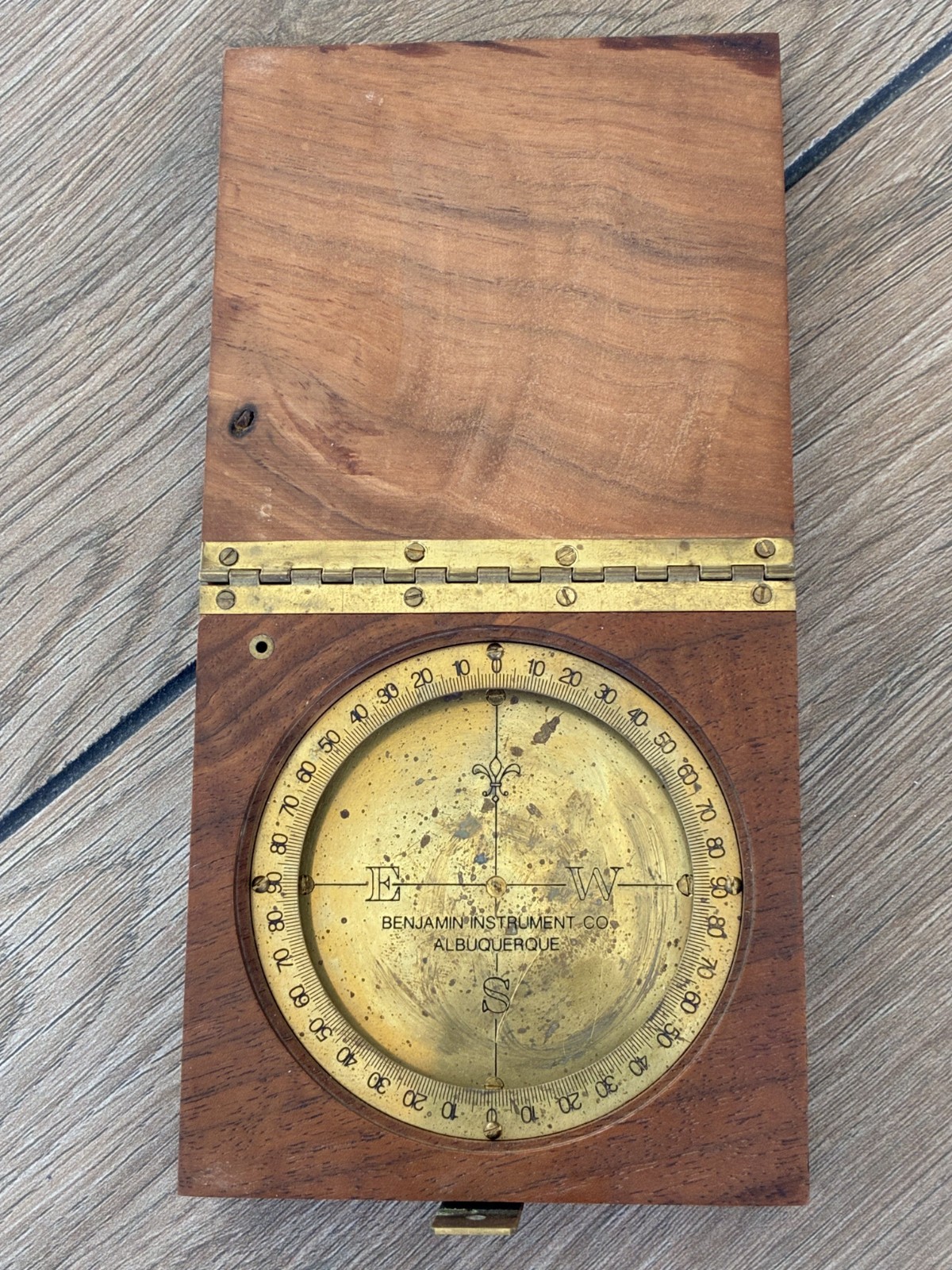 Vintage Surveyor Compass in Walnut Case w/ Piano Hinge - New Mexico +FAST SHIP