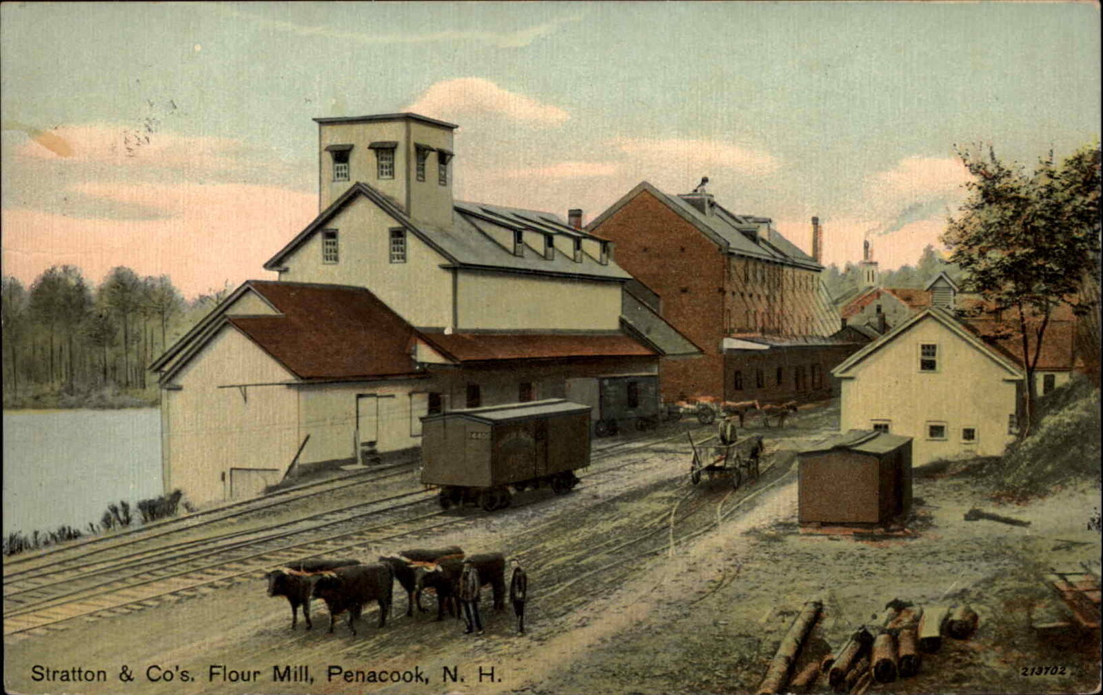 Penacook New Hampshire NH Stratton & Co Flour Mill c1910 Vintage Postcard