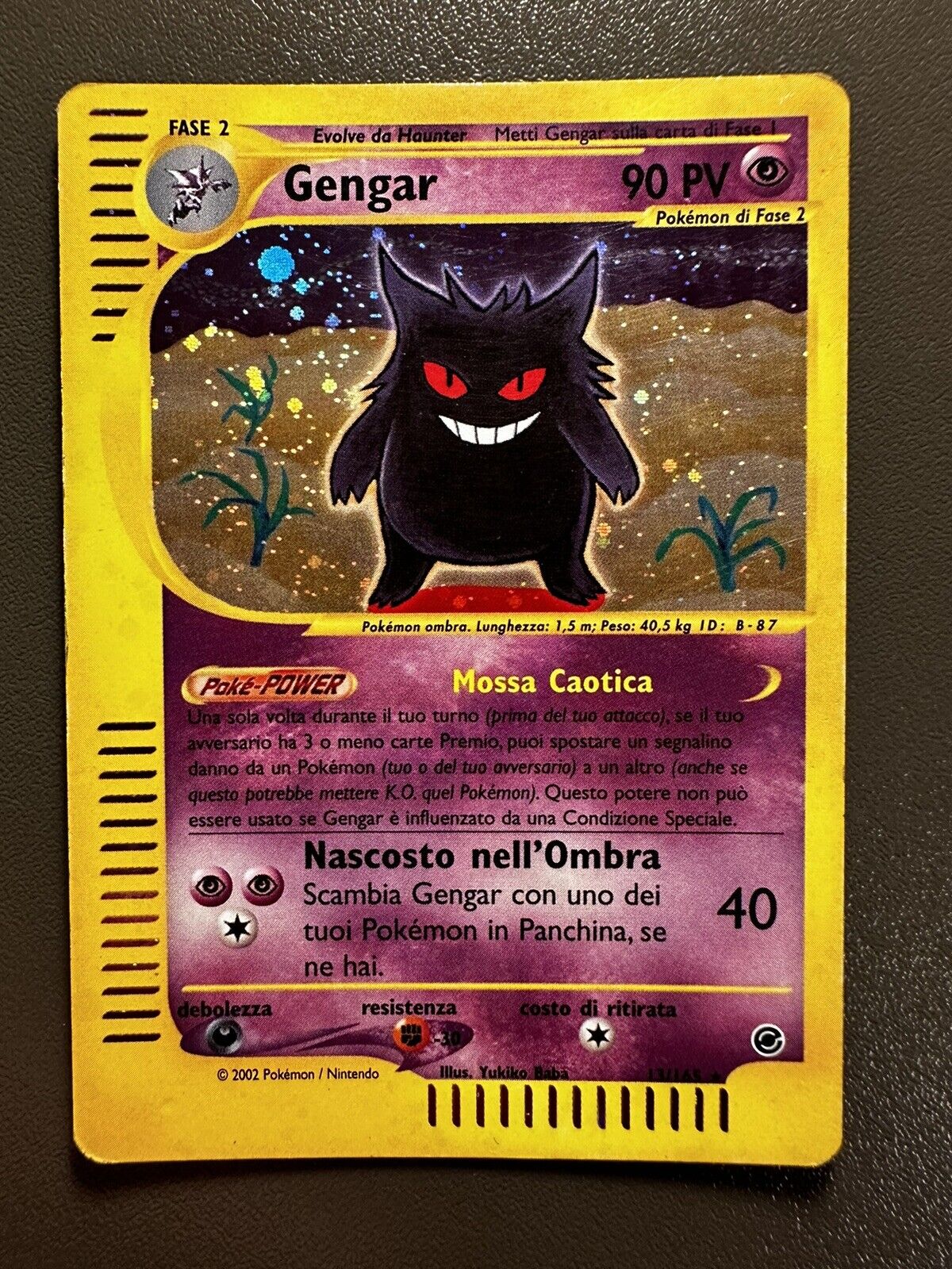 2002 Pokemon Card Gengar 13/165 Expedition Base Set Holo WOTC ITA EXCELLENT/GD