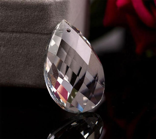 50Pcs Lot Crystal Faceted Glass Prisms Drop Chandelier Lamp Parts 1.5\'\' Pendants