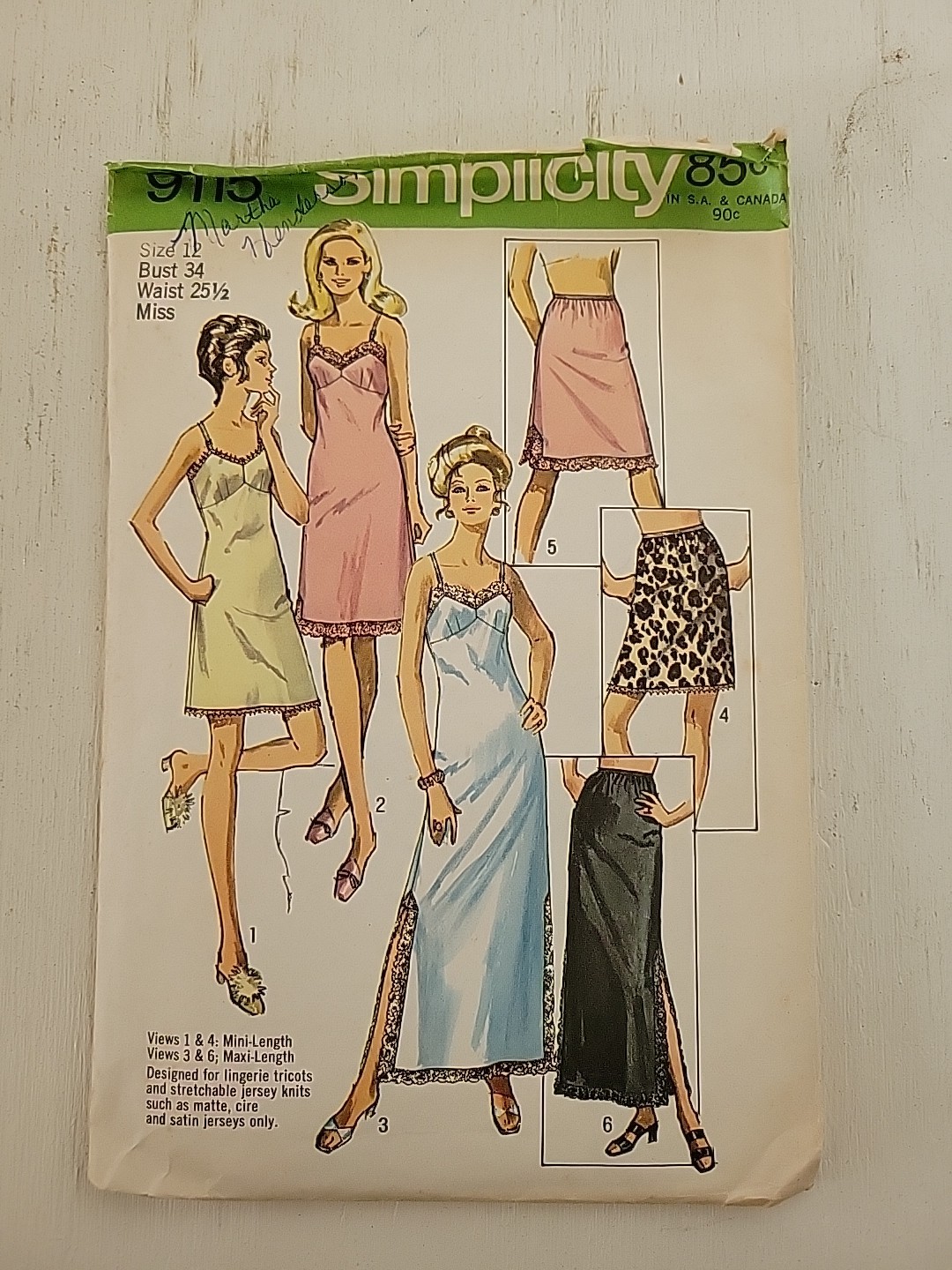 Vintage Sewing Pattern Women Slip Half Slip Undergarments 1970s Vintage Sewing Pattern Women Slip Half Slip Undergarments 1970s