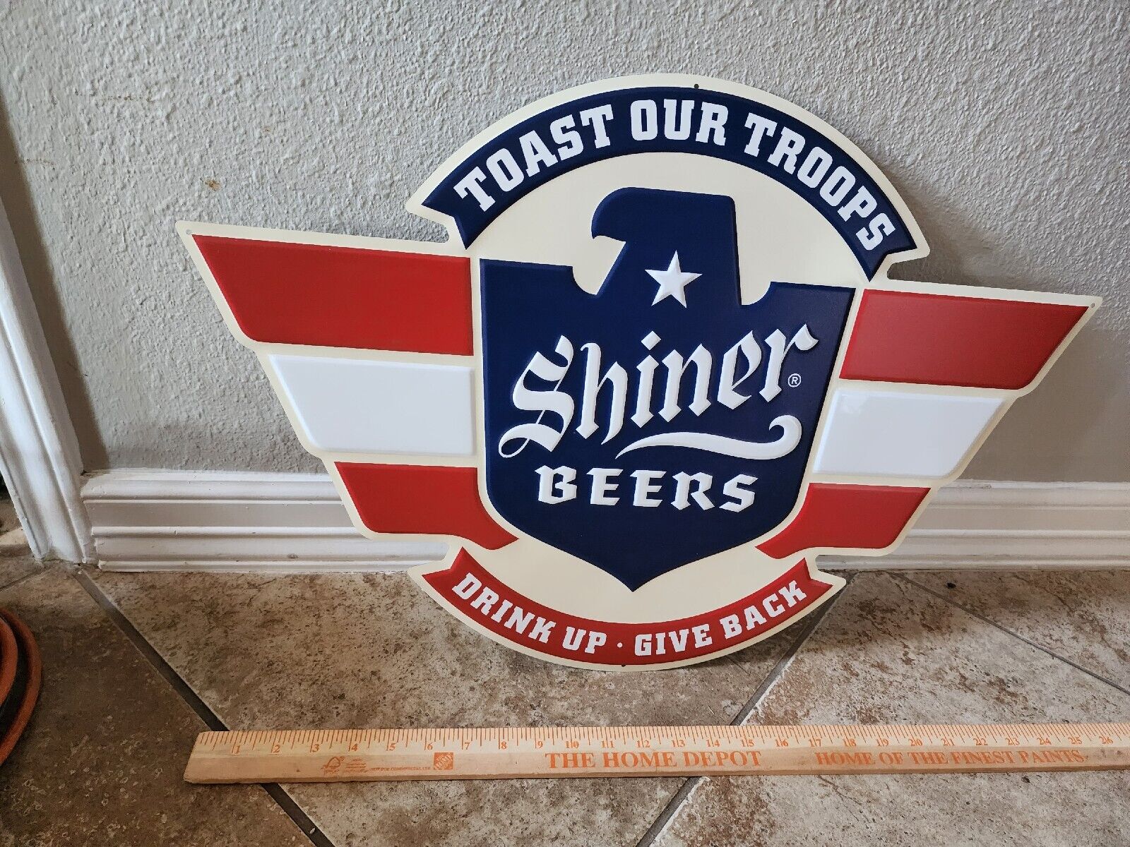 RARE SHINER BOCK BEER Toast the Troops SIGN TEXAS