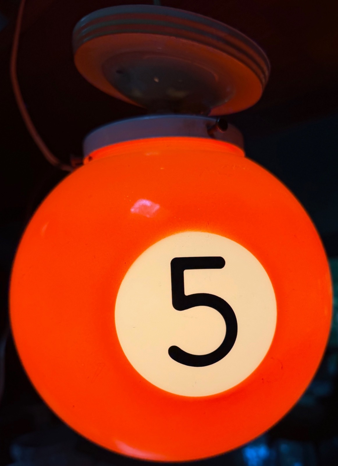 Vintage Orange Plastic Billiard Pool Ball Swag Hanging Light Lamp Lighting #5 Vintage Orange Plastic Billiard Pool Ball Swag Hanging Light Lamp Lighting #5