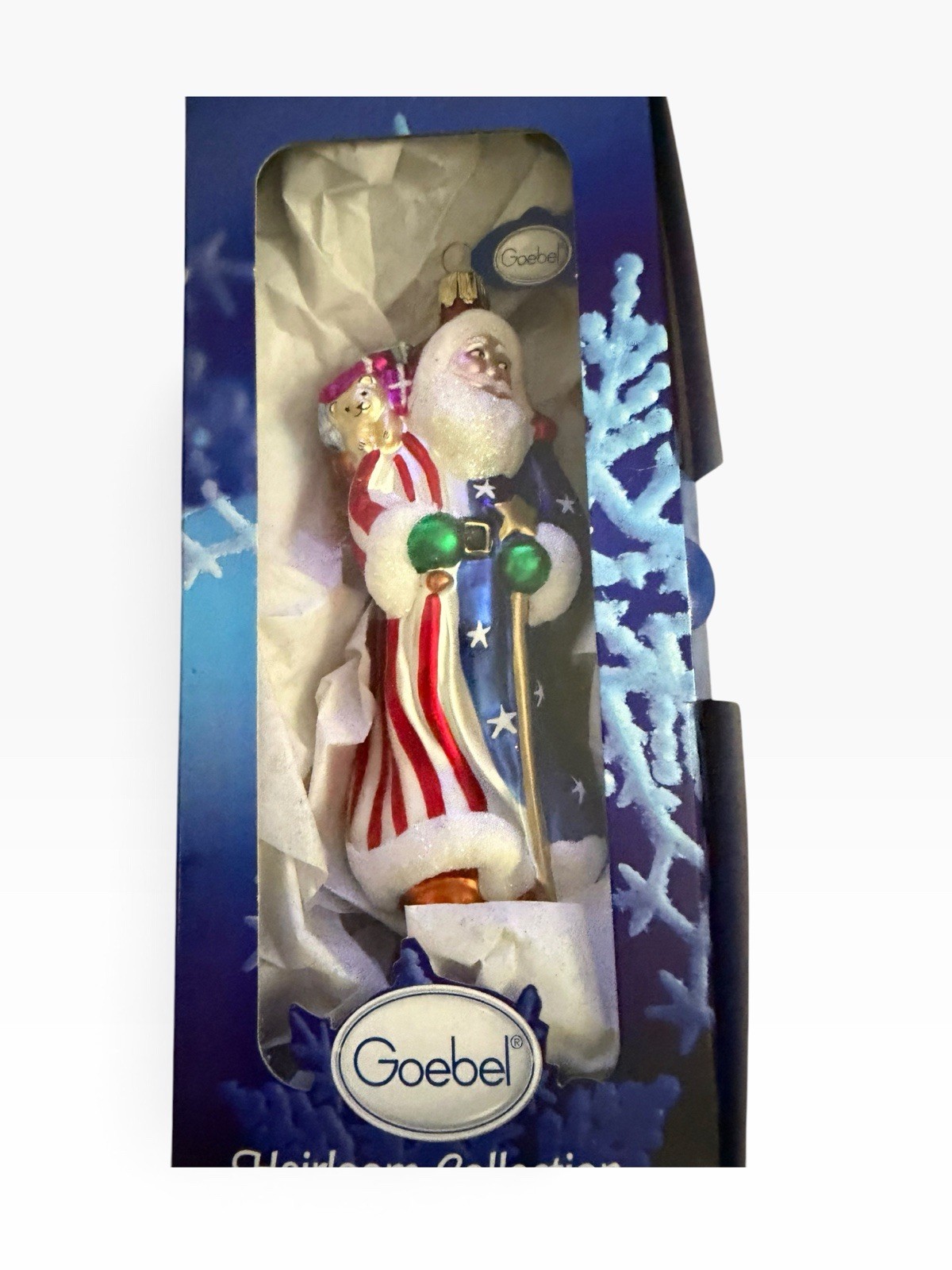 2002 Goebel Heirloom Collection Christmas Magic Patriotic Santa w/ Box