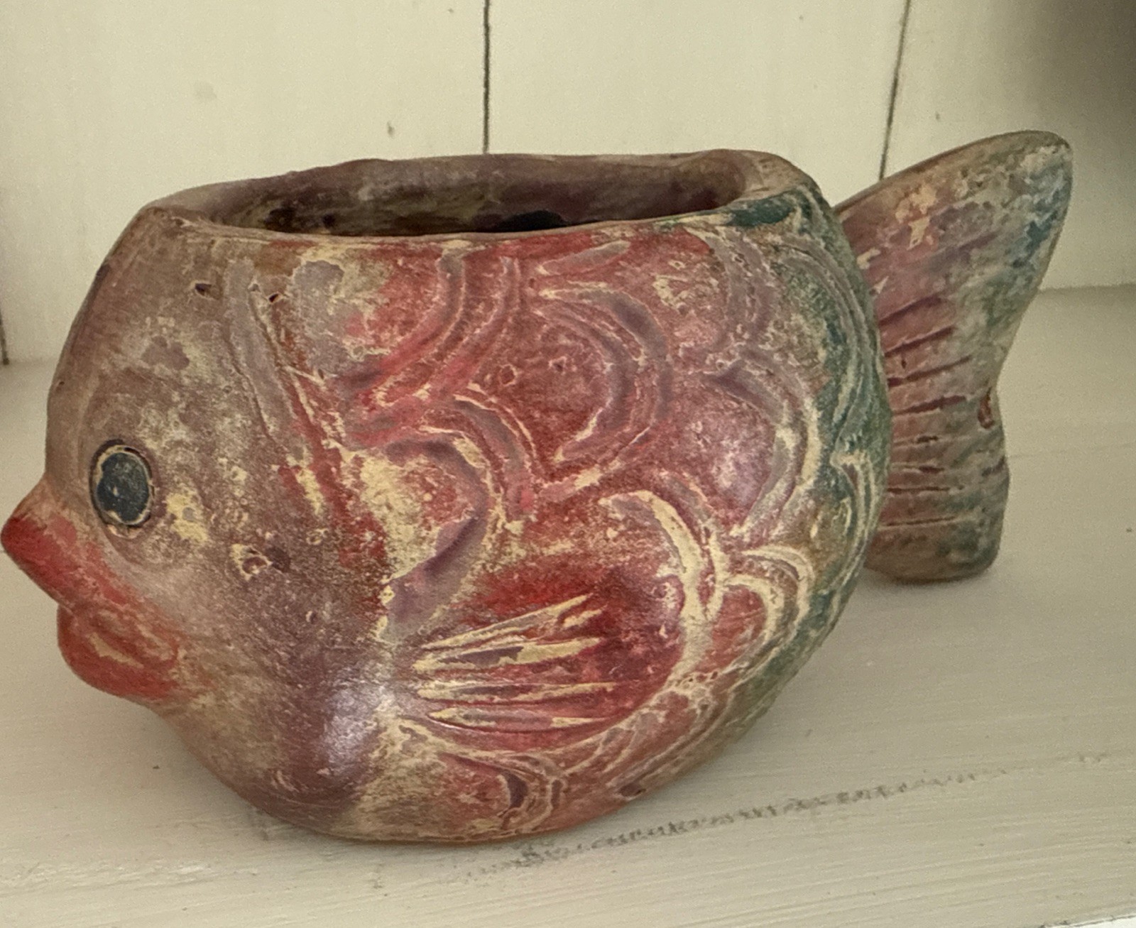 Vintage 9” Italian Terracotta Fish Planter