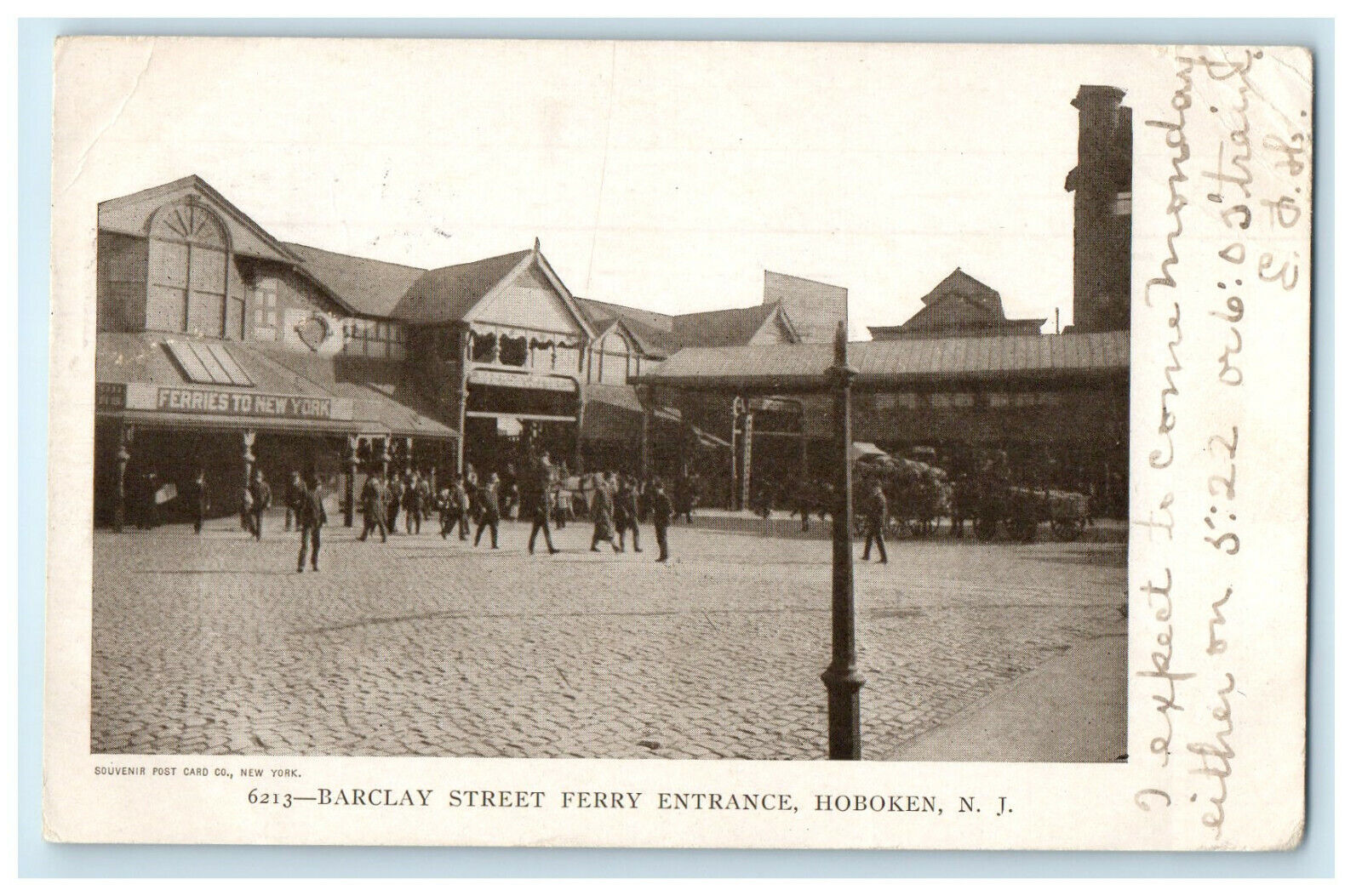 1905 Barclay Street Ferry Entrance, Hoboken New Jersey NJ, Danbury CT Postcard