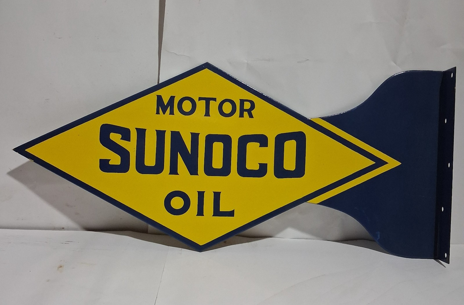 Sunoco Motor Oil Porcelain Enamel Sign 27 X 11.5 Inches 2 Sides