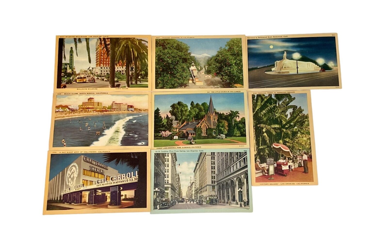Los Angeles Santa Monica California Postcard Lot Bullocks Pershing Square Beach