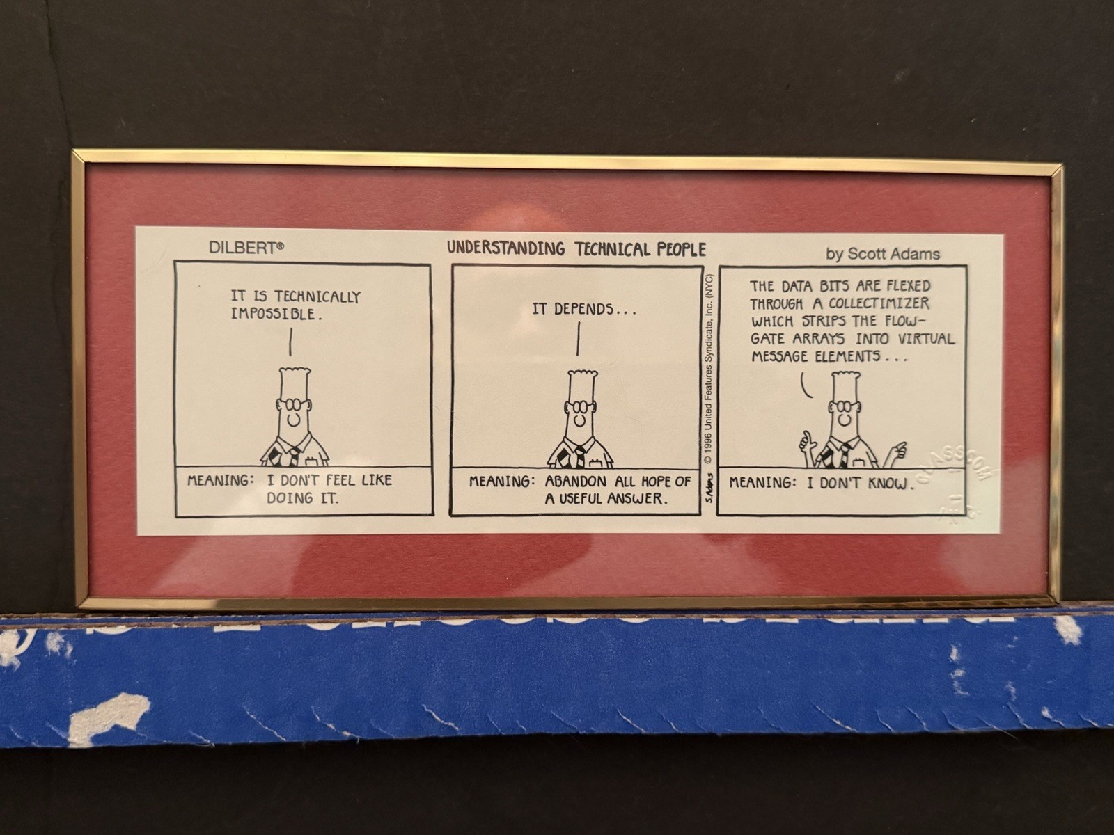 Vintage Dilbert By Scott Adams Desk Art Comic Strip Novell Framed