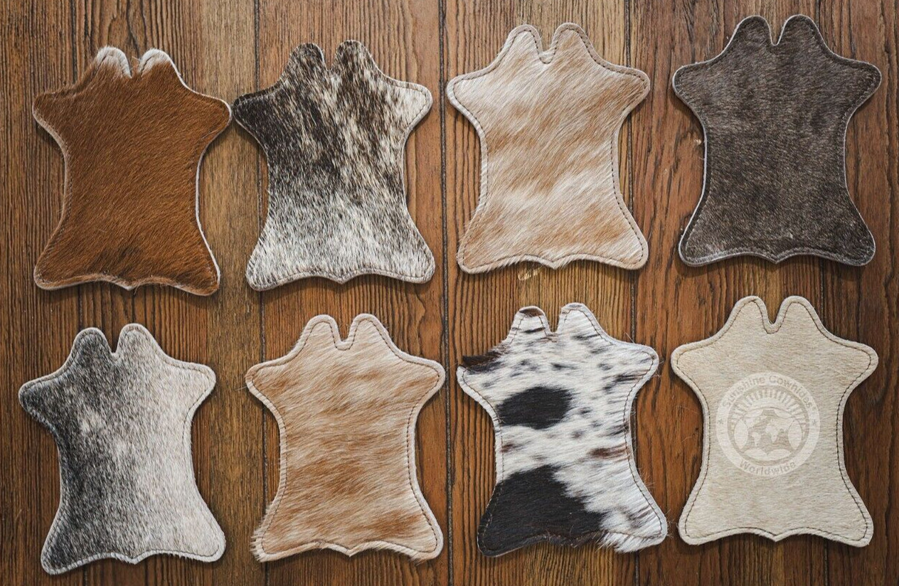 Cowhide Coaster Plain Assorted - Size 4.9 x 5.9