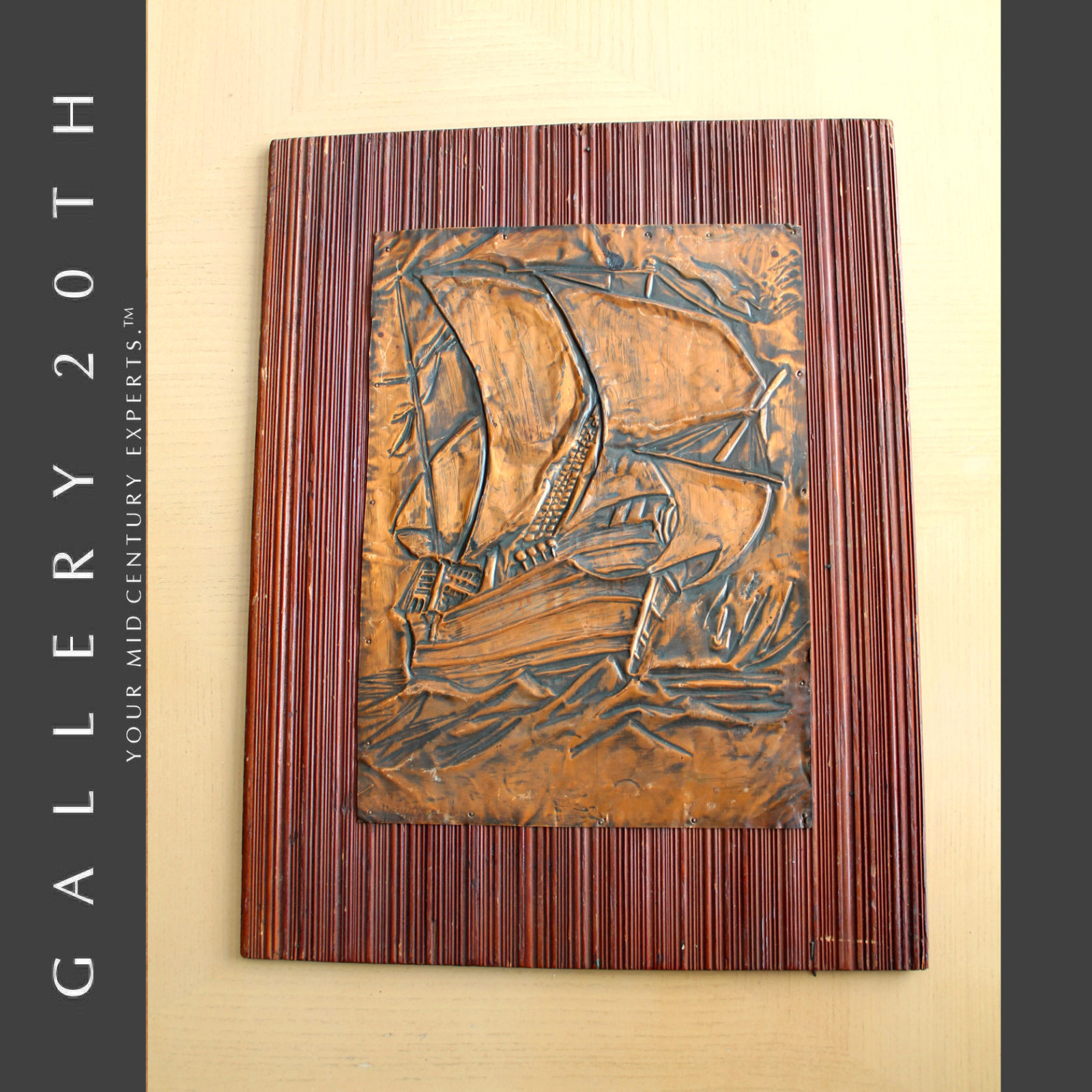 NICE VTG HAND HAMMERED SHIP COPPER ORIG WALL ART 50'S 60'S MID CENTURY MODERN NICE VTG HAND HAMMERED SHIP COPPER ORIG WALL ART 50'S 60'S MID CENTURY MODERN