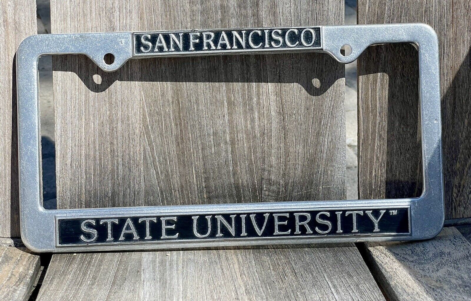 Vintage SAN FRANCISCO STATE License Plate Holder  Zinc Alloy Plate Frame