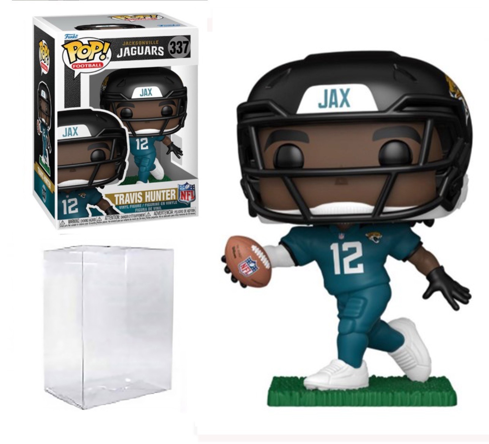 Funko POP Travis Hunter Jacksonville Jaguars NFL Figure 337 + Ecotek Protector