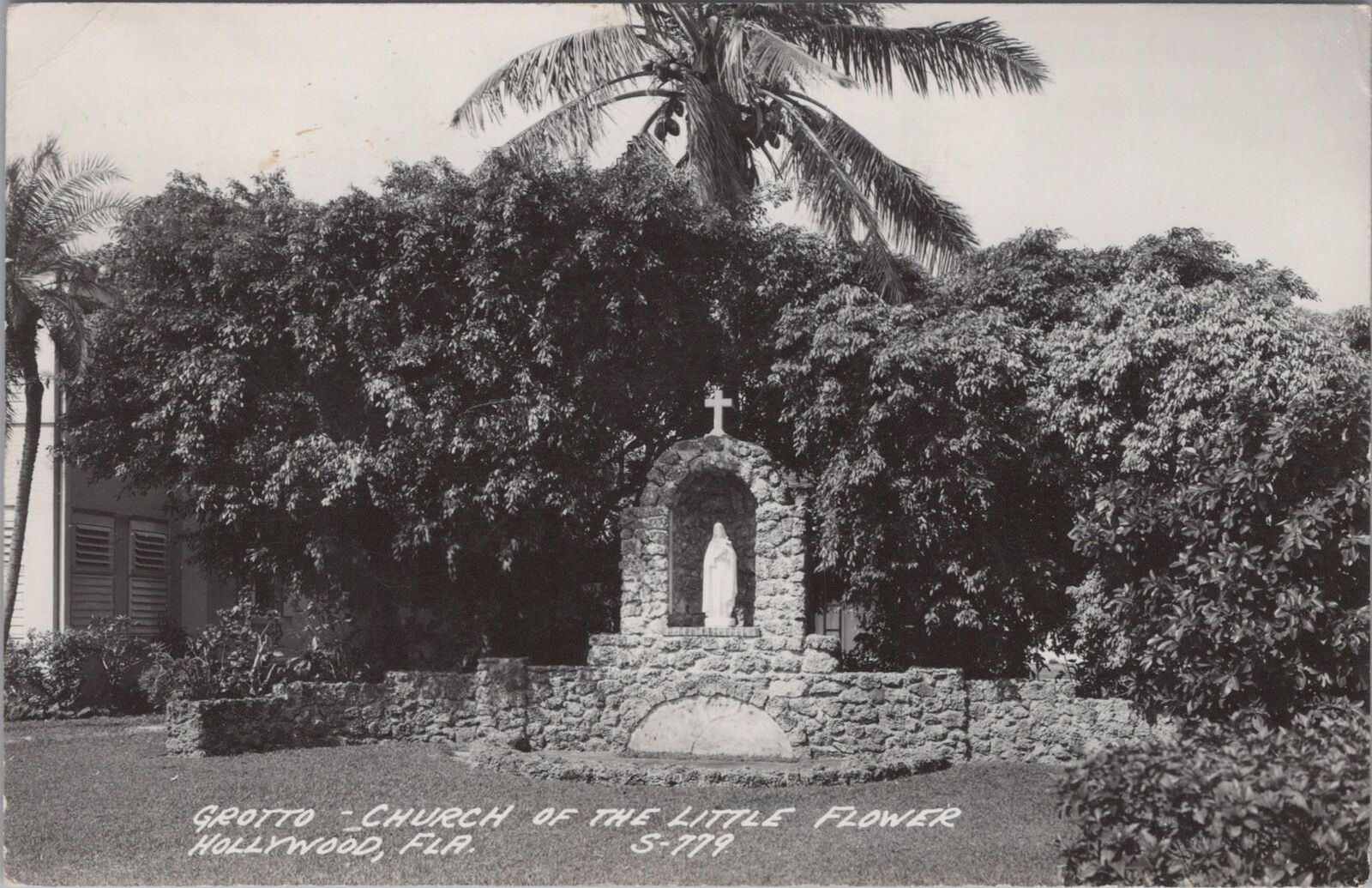 Grotto Church of the Little Flower Hollywood Florida RPPC 1950 Photo Postcard