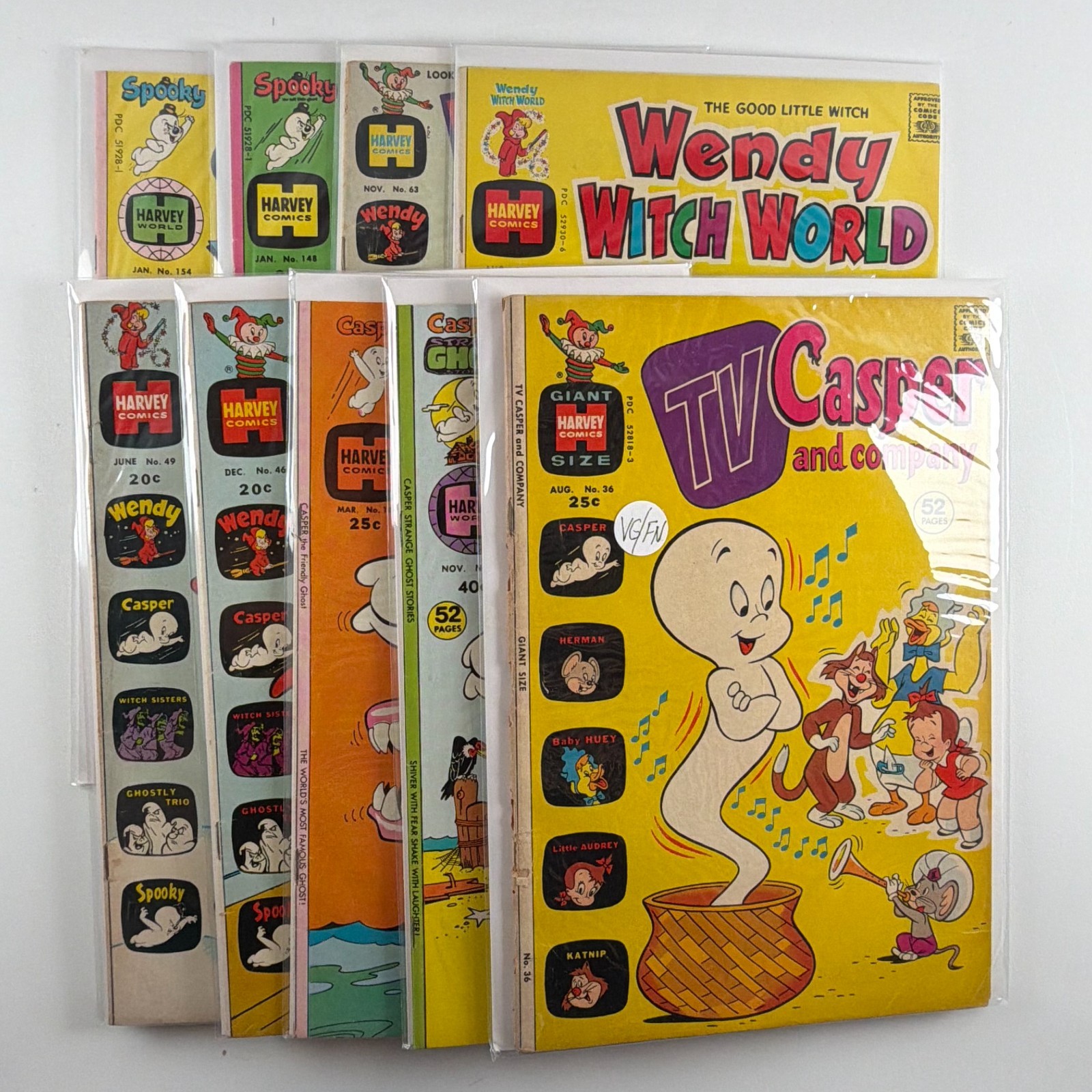 Vintage Harvey Comics Lot 9 Casper Wendy Spooky 1970-77 Bronze Age G to FN