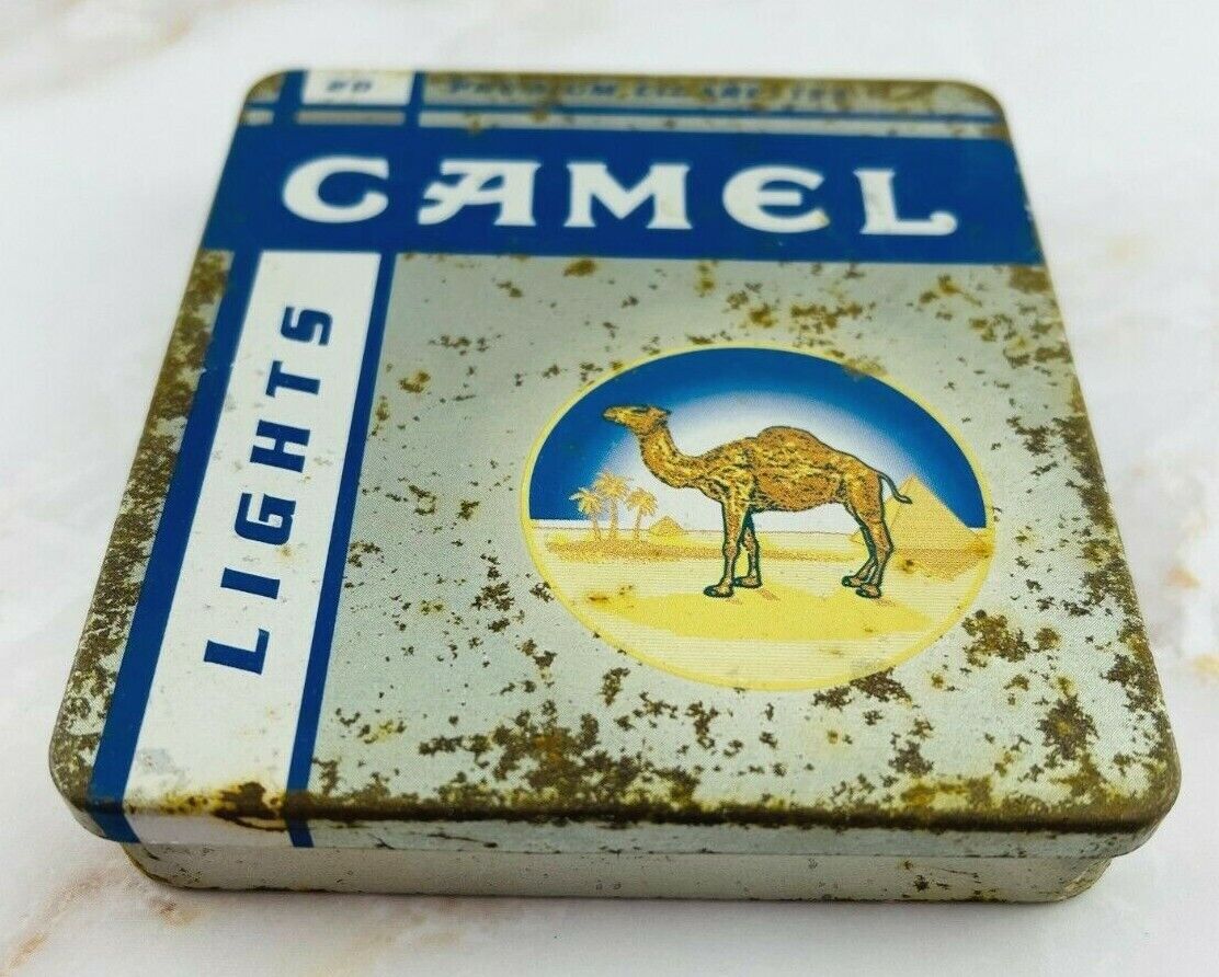 Camel Cigarettes Tin 20 Premium Lights - Vintage Collectible Tobacco Memorabilia