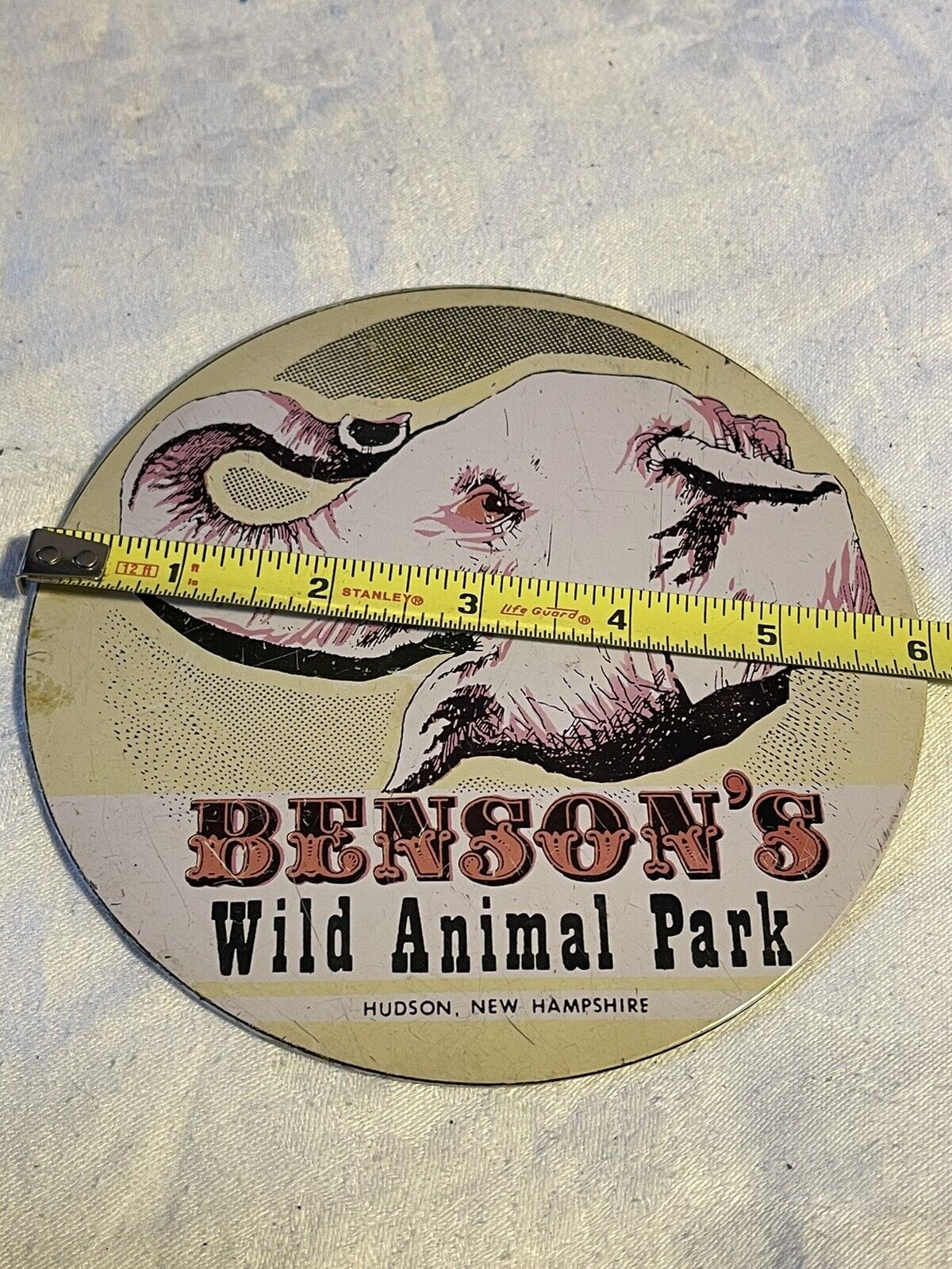 RARE Vintage Oversized Benson's Wild Animal Park Pinback Button Pin Hudson NH