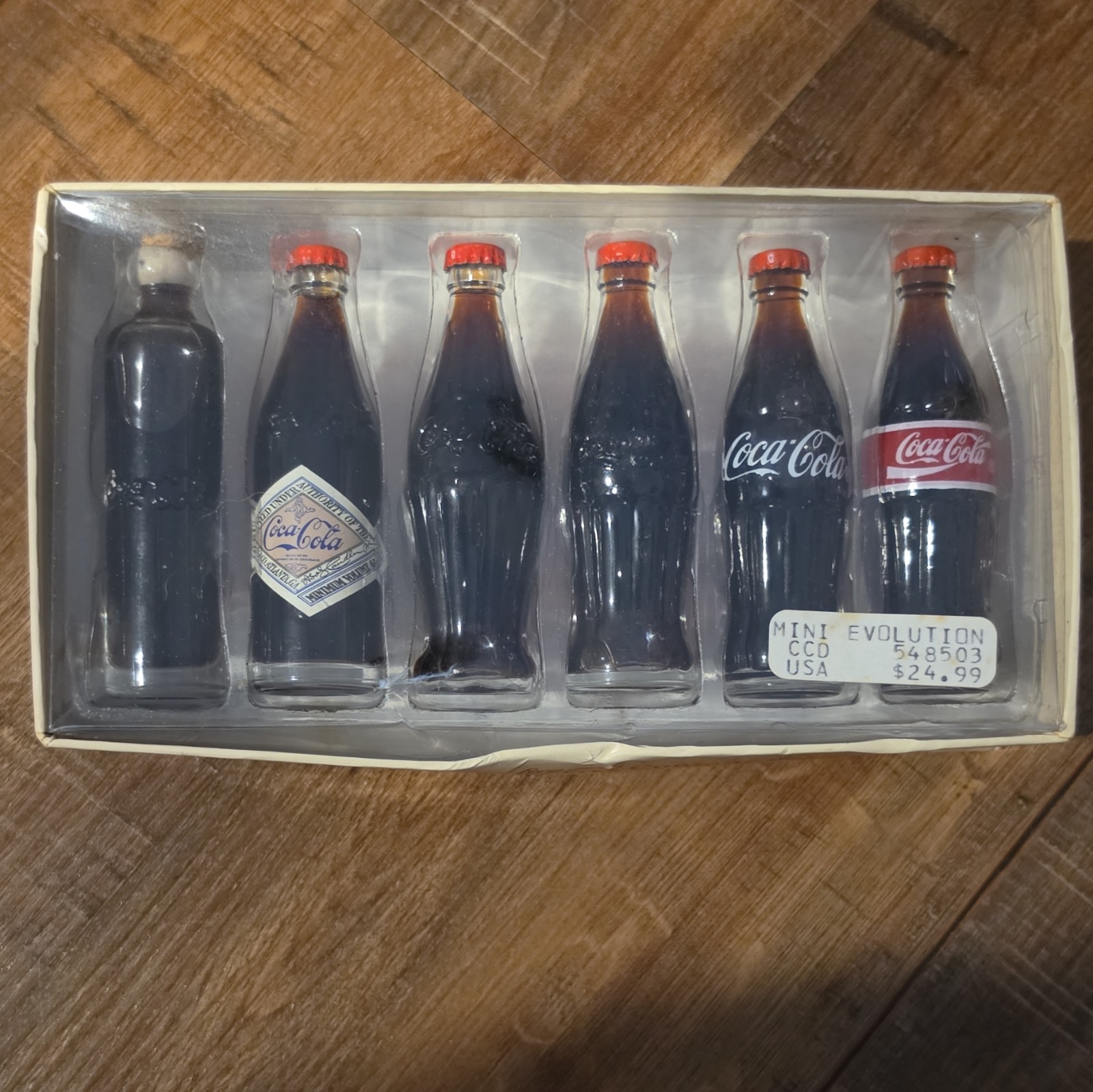 Coca-Cola Evolution Contour Bottle Mini Bottle Set w/ Box & Info Card