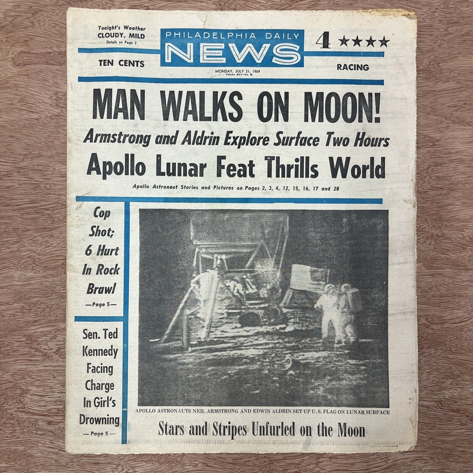 Philadelphia Daily News, July 21, 1969. Moon Landing. Chappaquiddick. Complete