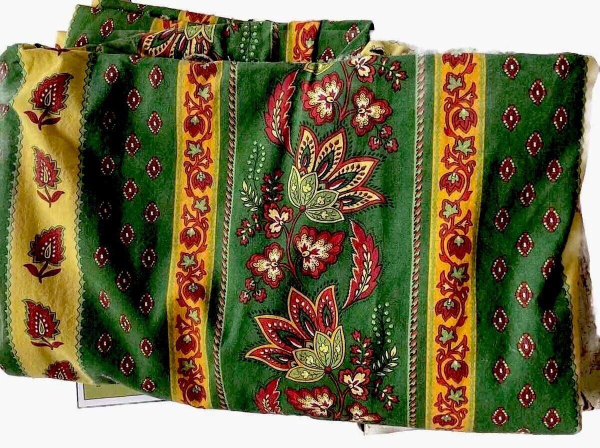 Vintage Les Olivades Provencal Cotton Paisley Floral Stripe - One Piece 60”x155”