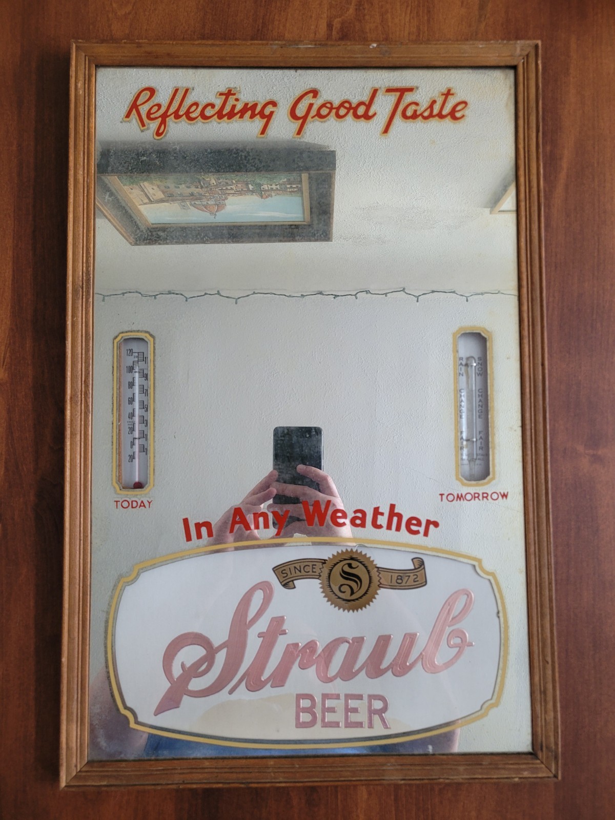 Rare Vintage Straub Beer Mirror Thermometer & Barometer Sign