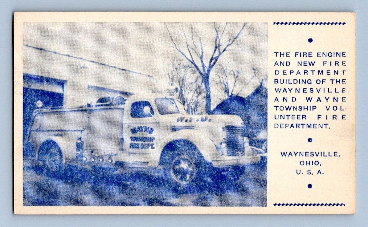 1940\'S. FIRE ENGINE. WAYNESVILLE, OHIO. POSTCARD. GG18
