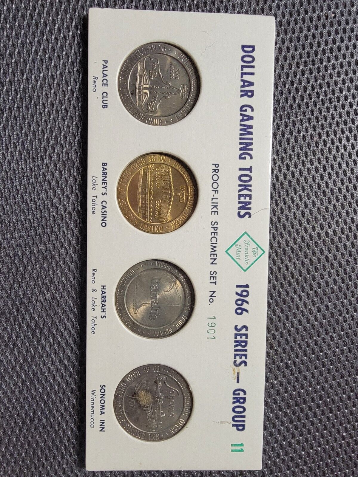 1966 FRANKLIN MINT PROOF-LIKE DOLLAR GAMING TOKENS SERIES GROUP 11 (Set 1901)