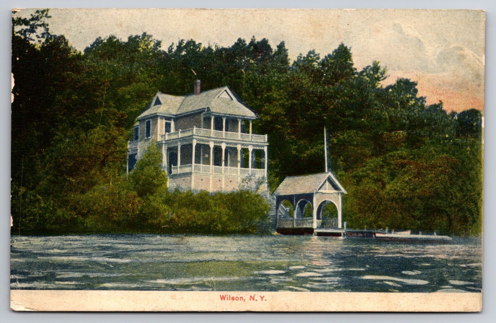 House on Lake Ontario Wilson New York NY Old Mansion c1910 Postcard