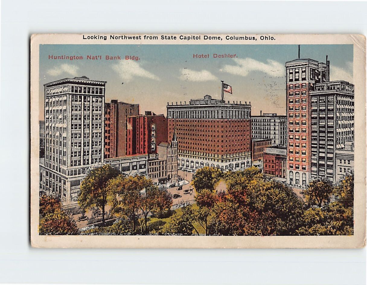 Postcard Looking Northwest from State Capitol Dome, Columbus, Ohio