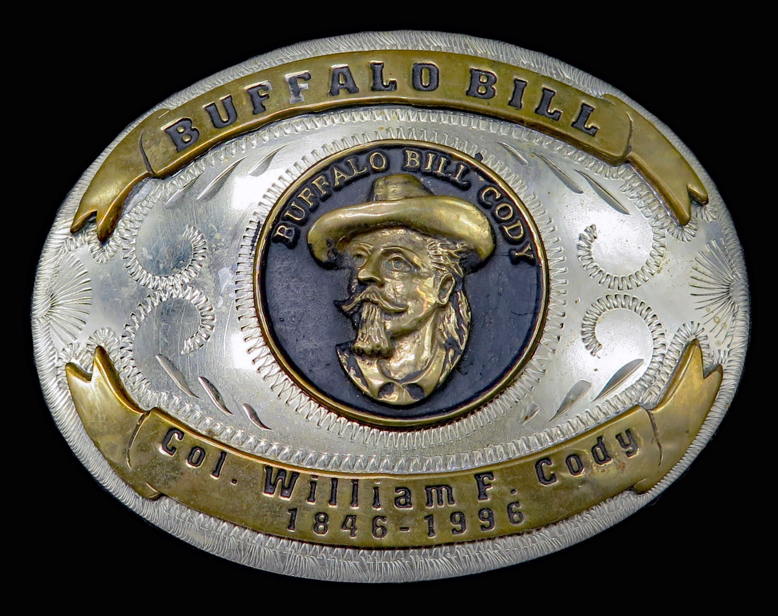 Vintage Colorado Silver Star Buffalo Bill Cody Belt Buckle Hand Engraved USA Vintage Colorado Silver Star Buffalo Bill Cody Belt Buckle Hand Engraved USA