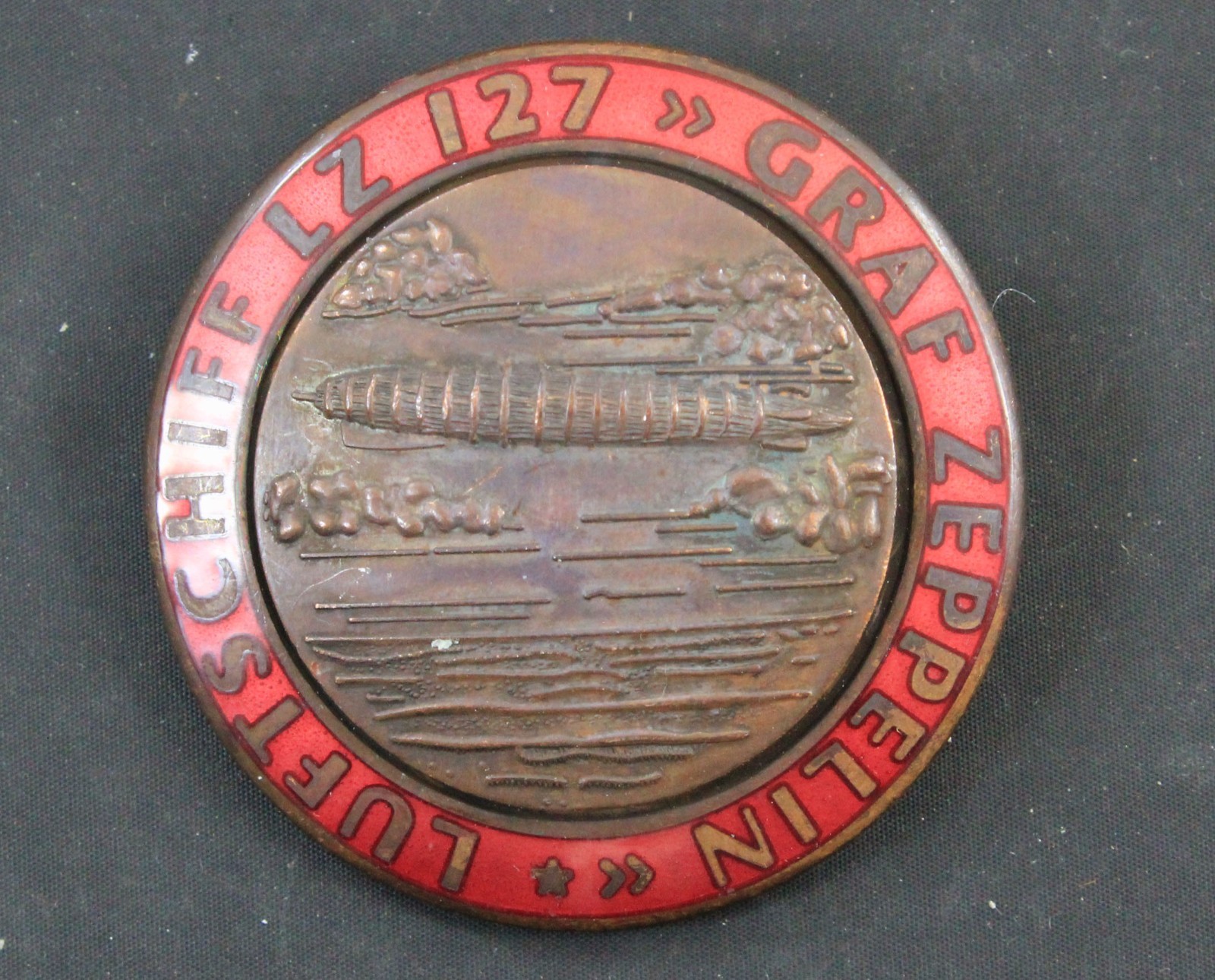 German Pre‑WWII Graf Zeppelin “Luftschiff LZ 127” Airship Badge German Pre‑WWII Graf Zeppelin “Luftschiff LZ 127” Airship Badge