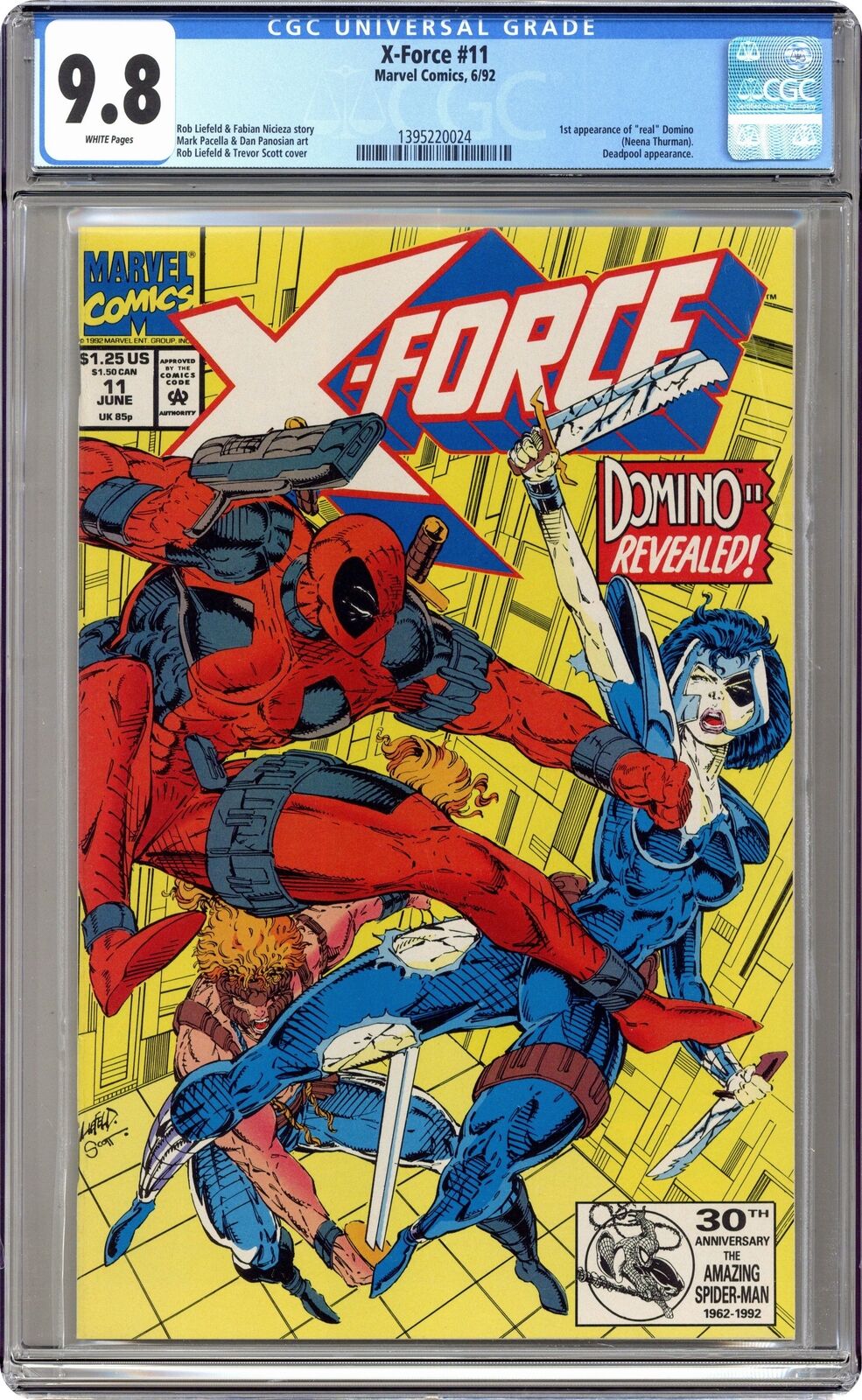 X-Force #11D CGC 9.8 1992 1395220024 1st app. 'real' Domino