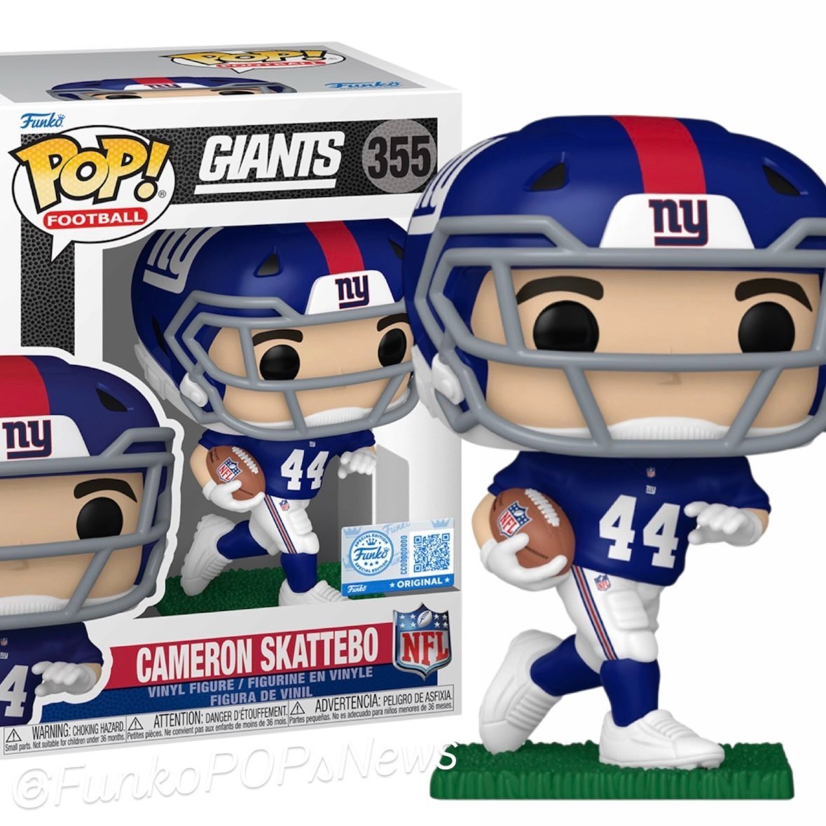 Funko Pop Cameron Skattebo #355 NFL New York Giants Exclusive +Protector PRESALE