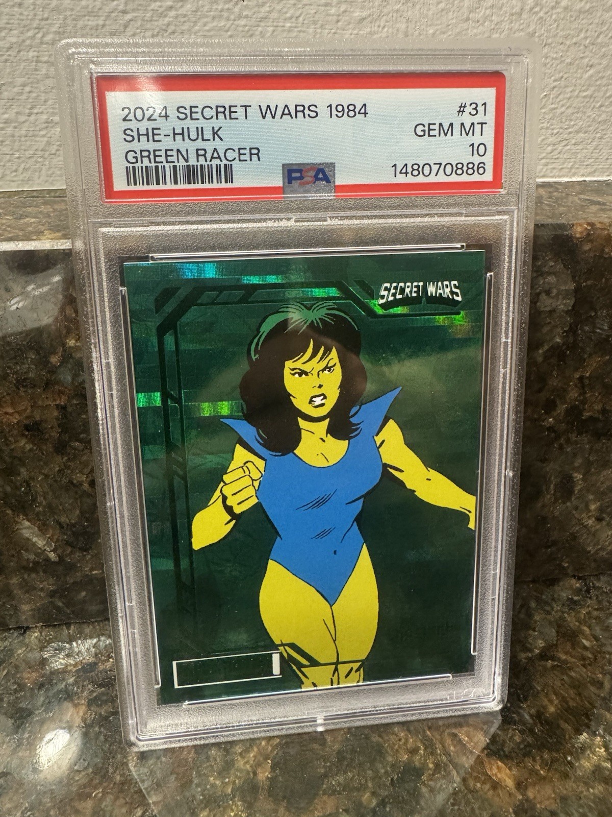 2024 Upper Deck Marvel Allegiance Secret Wars - She-Hulk Green Racer 3/5 POP 1 2024 Upper Deck Marvel Allegiance Secret Wars - She-Hulk Green Racer 3/5 POP 1