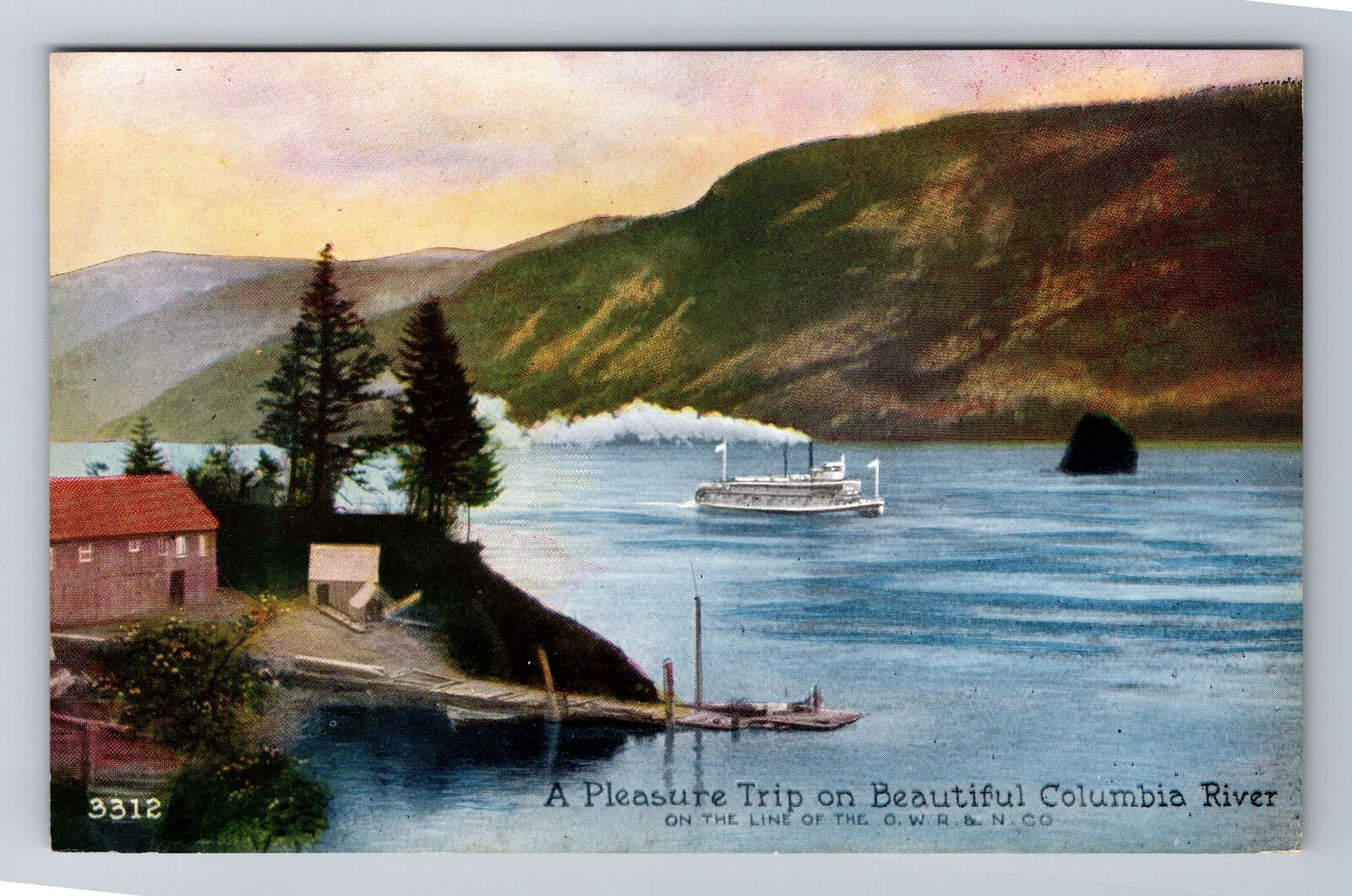 Columbia River OR-Oregon, Pleasure Trip On River, Antique, Vintage Postcard