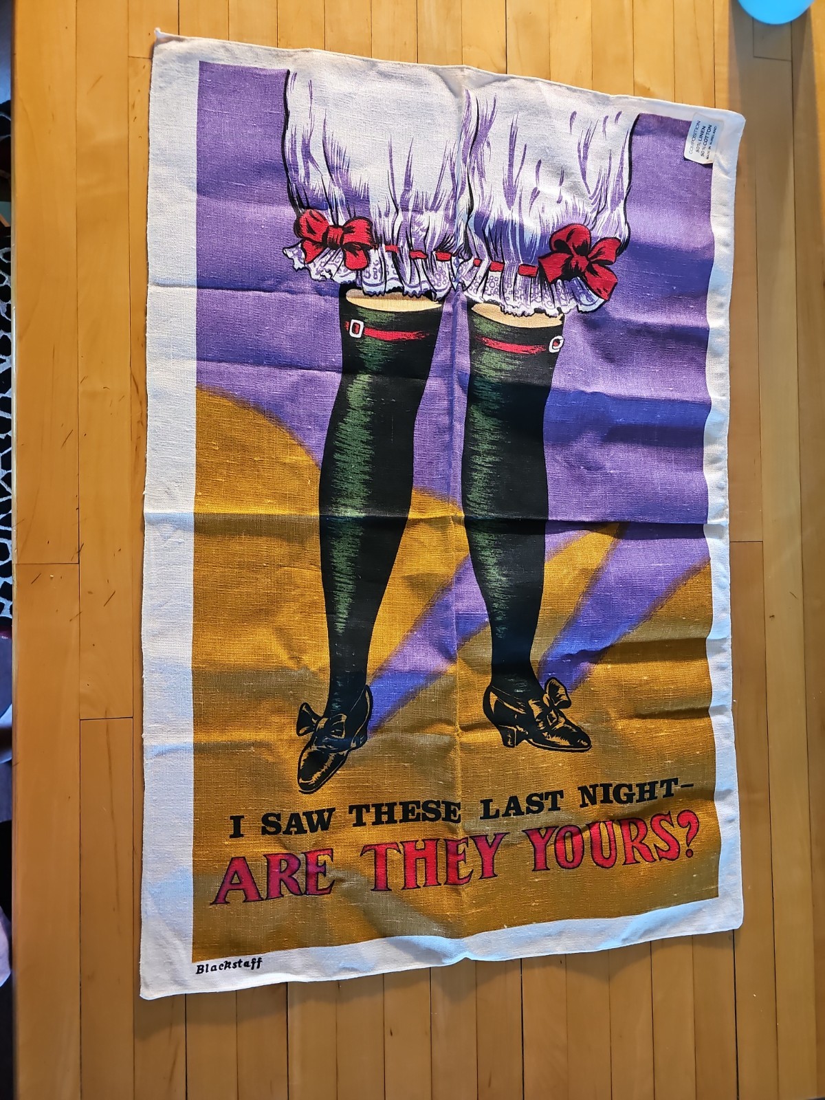 Vintage 70s Blackstaff Tea Towel Art Irish Linen Saucy Leg Funny Kitsch Bar Vintage 70s Blackstaff Tea Towel Art Irish Linen Saucy Leg Funny Kitsch Bar