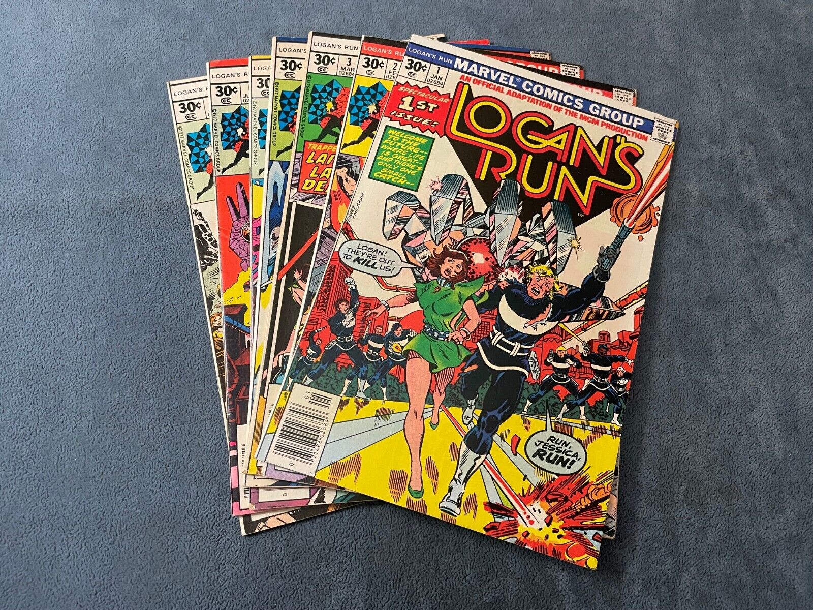 Logans Run #1-7 1977 Marvel Comic Thanos Key Issue Complete Set Mid High Grade
