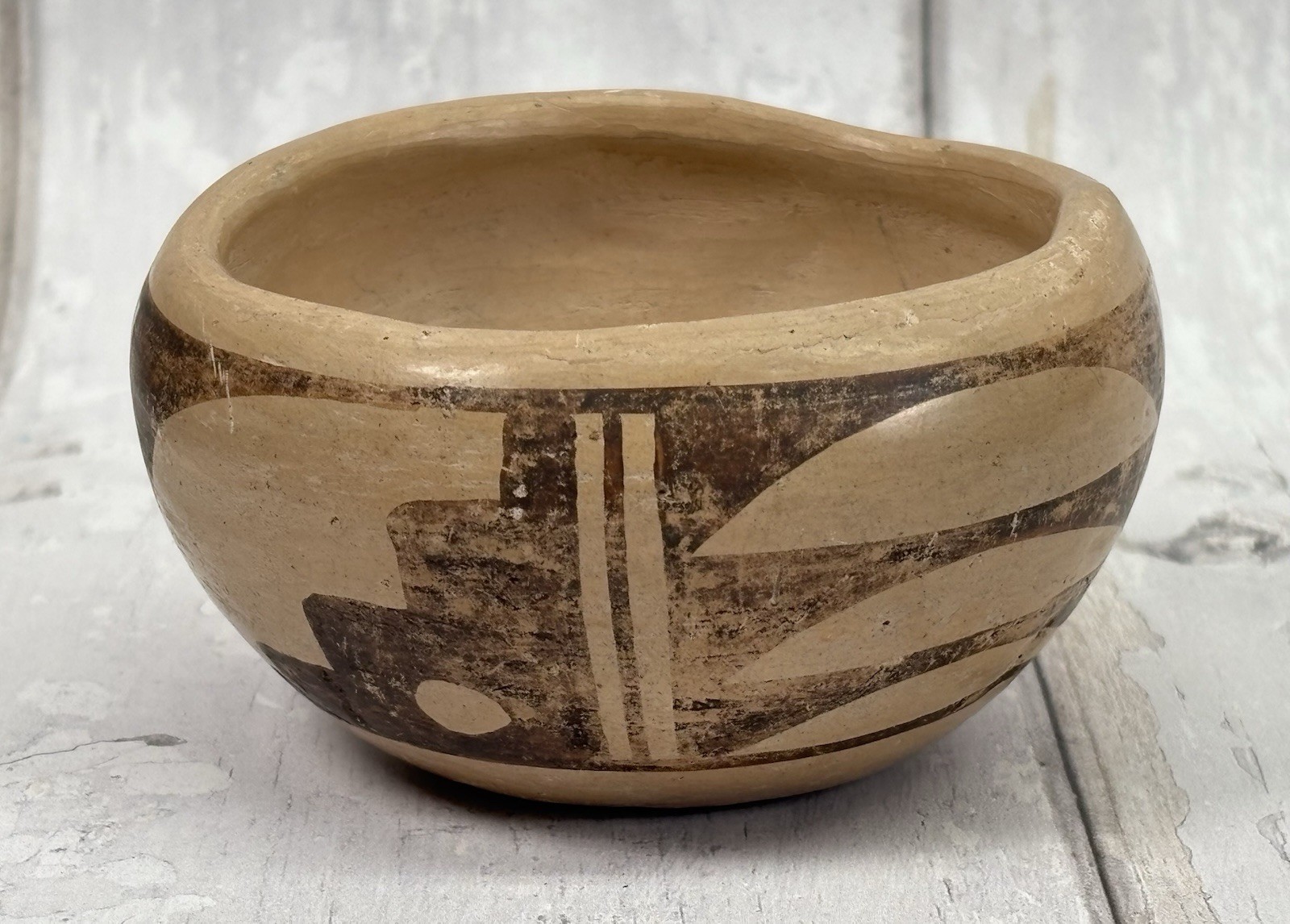 Antique Hopi Pottery Bowl Fred Harvey From Hopi Villages Label Early 1900s